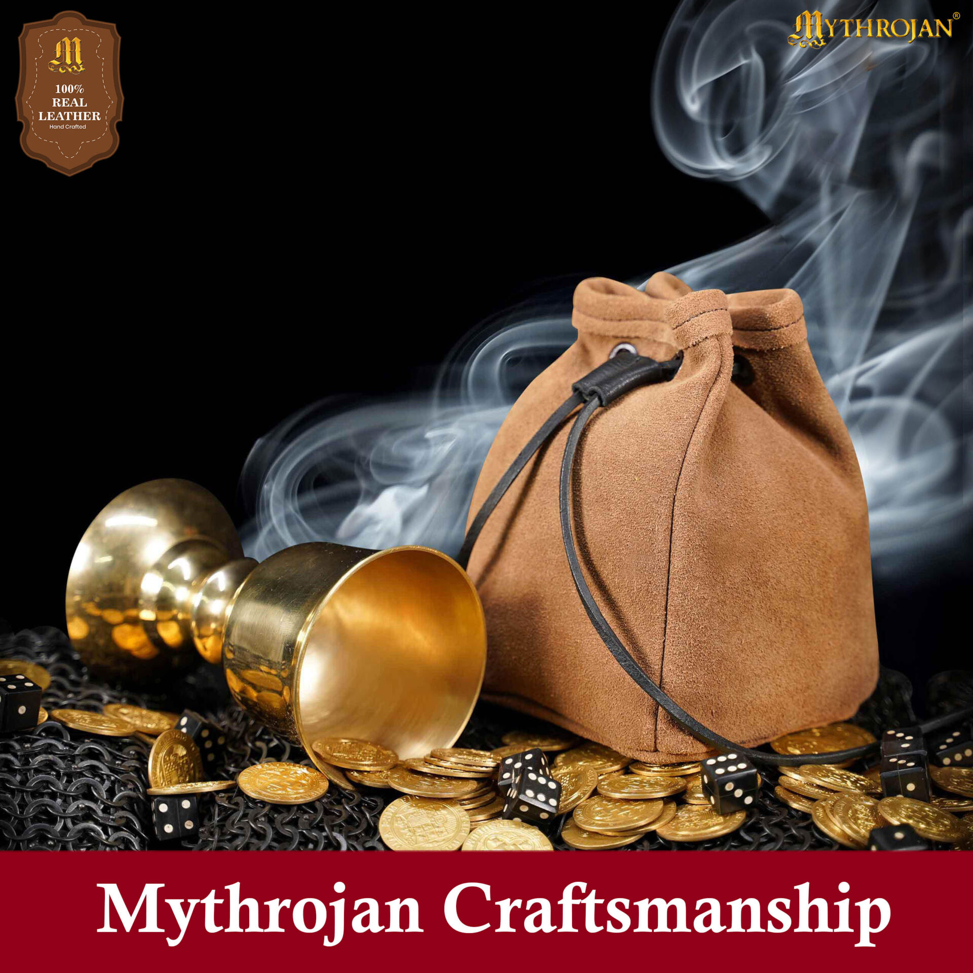 Medieval Suede Leather Drawstring Belt Pouch-300946BR 4 Suede Leather Pouch