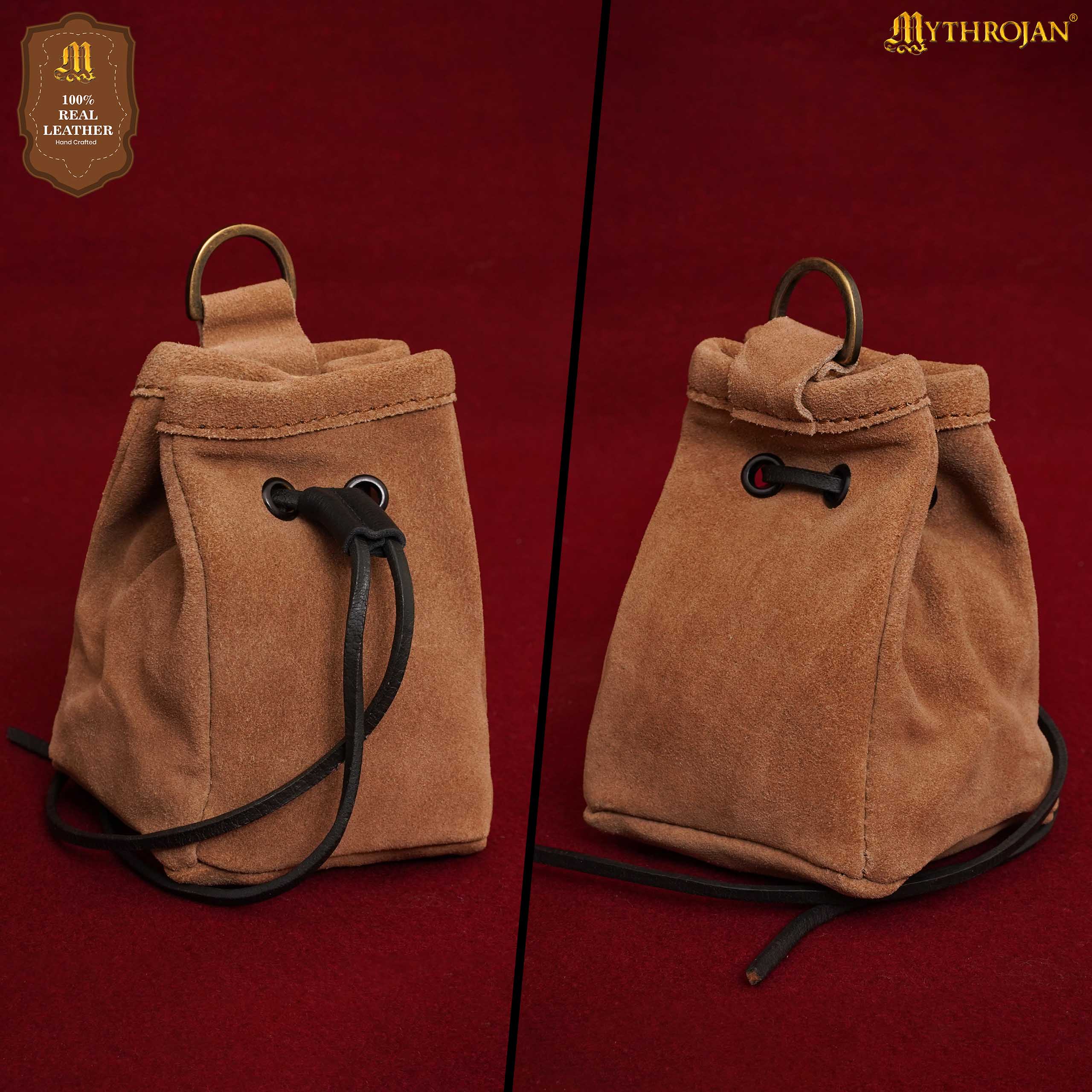 Medieval Suede Leather Drawstring Belt Pouch-300948BR 1 medieval drawstring belt bag