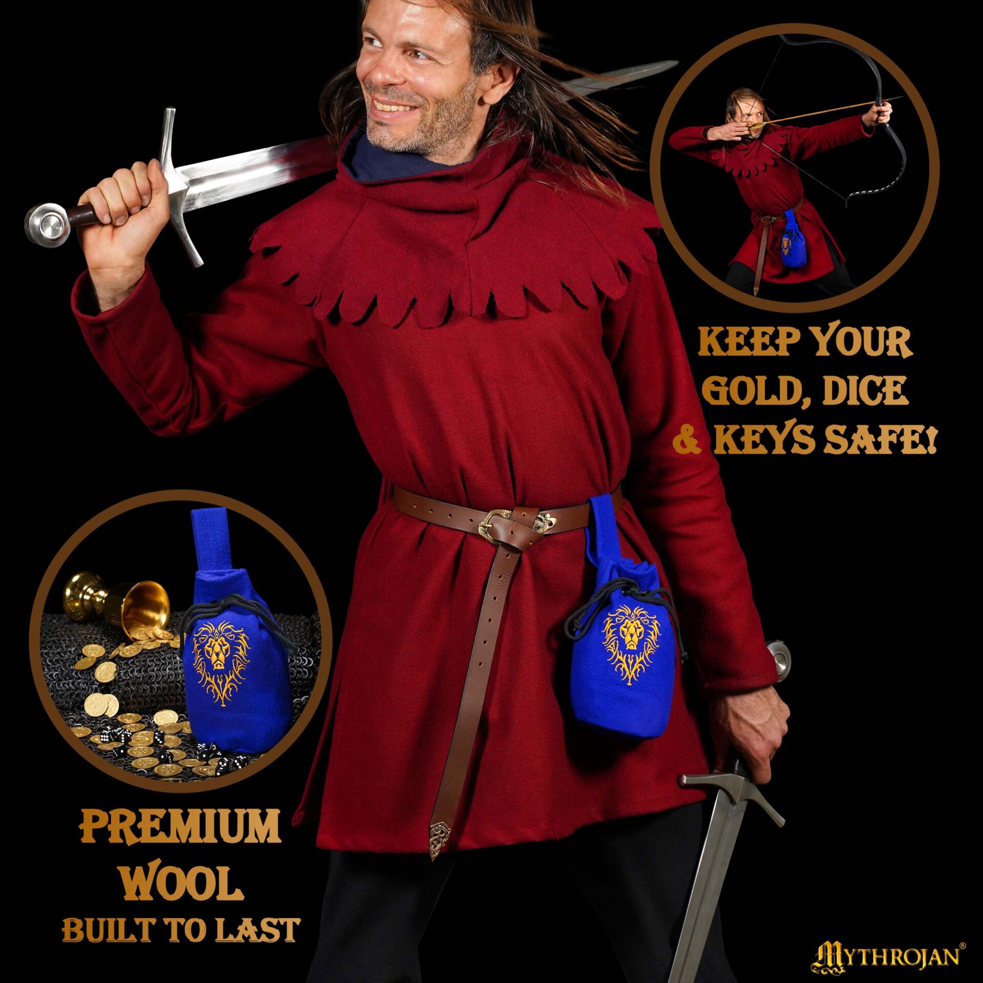 Mythrojan “For the Horde” Wool Drawstring Belt Pouch