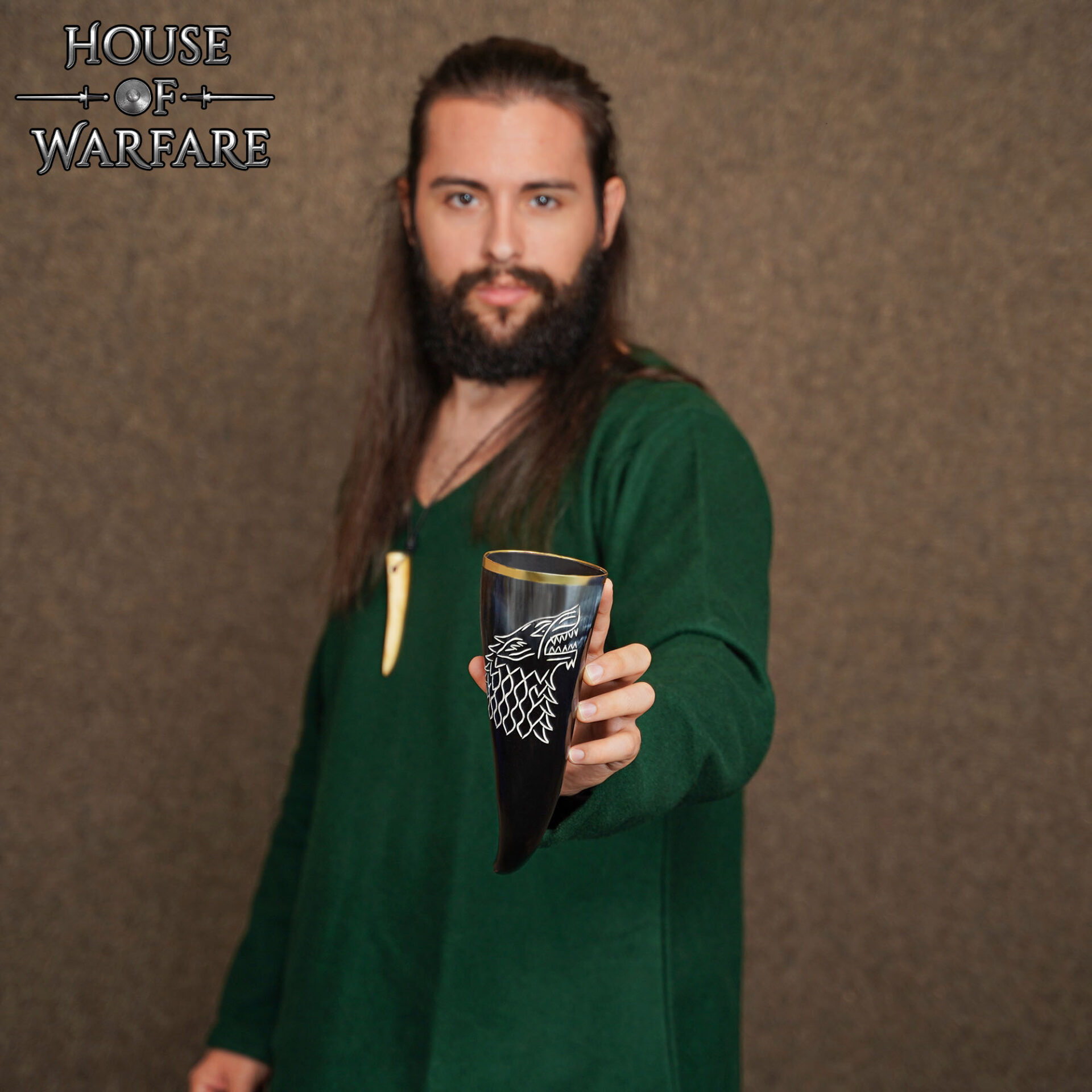 10th Century Viking Drinking Horn with Engraved Wolf Design-700746 4 Drinking Horn