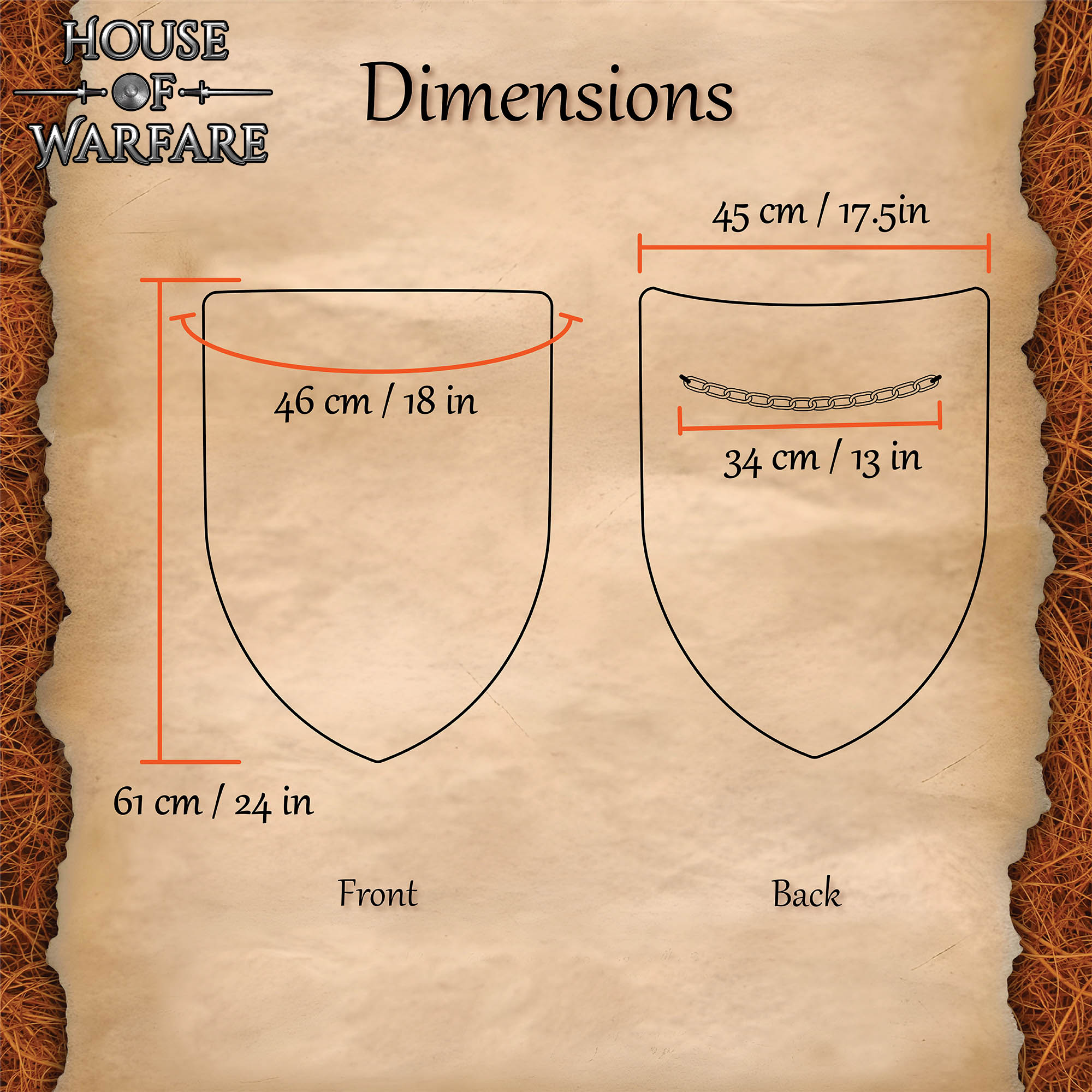 Plain Steel Battle Shield with Chain – Black Heater Shield for DIY, LARP, Stage & Customization Steel Battle Shield