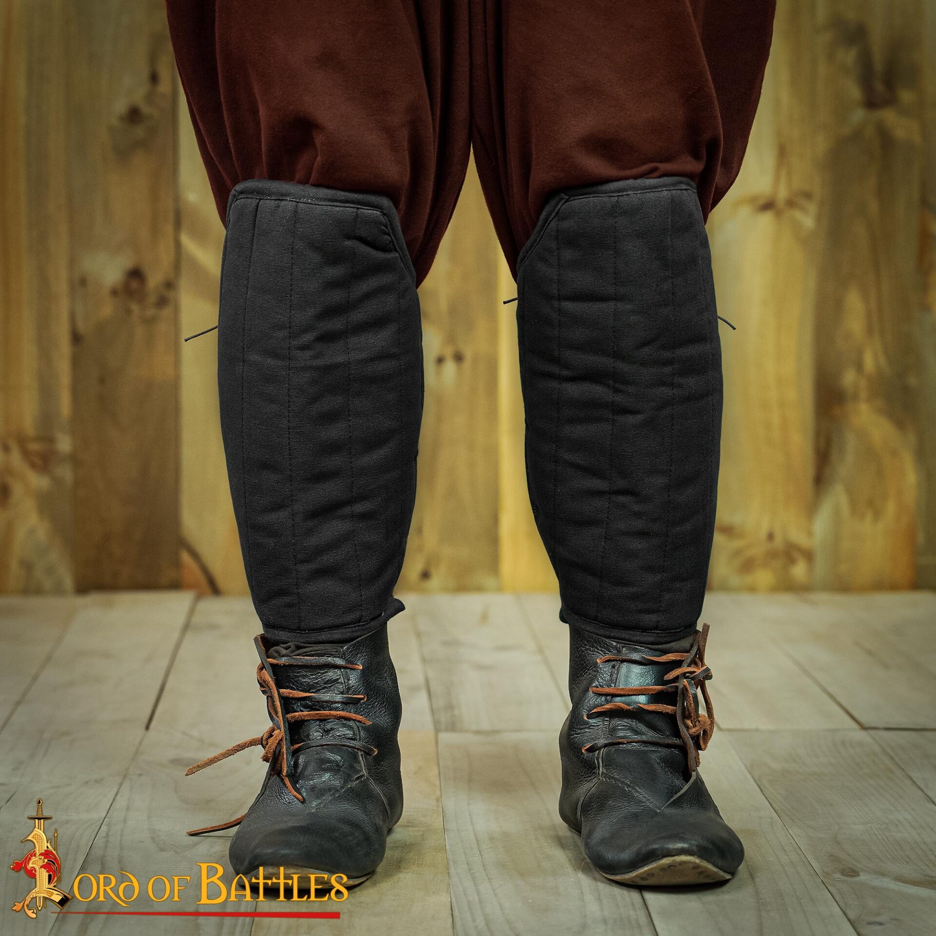 14th Century Medieval Padded Greaves Quilted Cotton Leg Armor Protectors-7205BK 1 Medieval padded Greaves