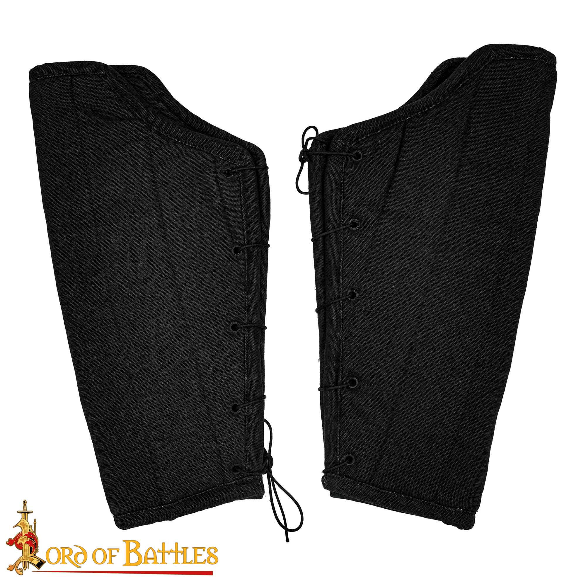 14th Century Medieval Padded Greaves Quilted Cotton Leg Armor Protectors-7205BK 3 Medieval padded Greaves