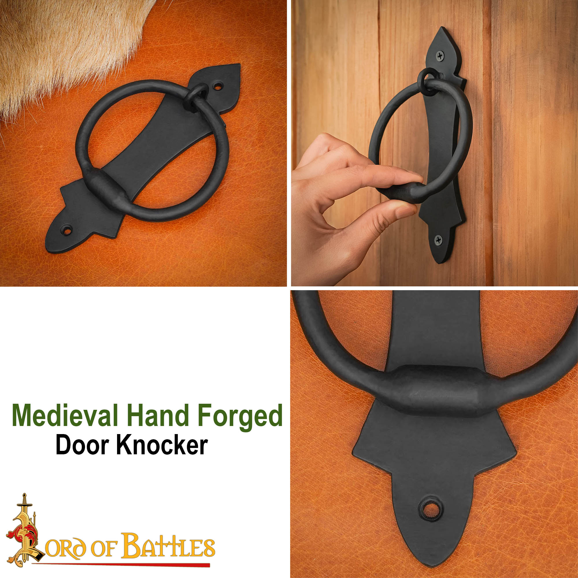 Iron Hand-Forged Medieval Door Knocker – Gothic Medieval Door Knocker
