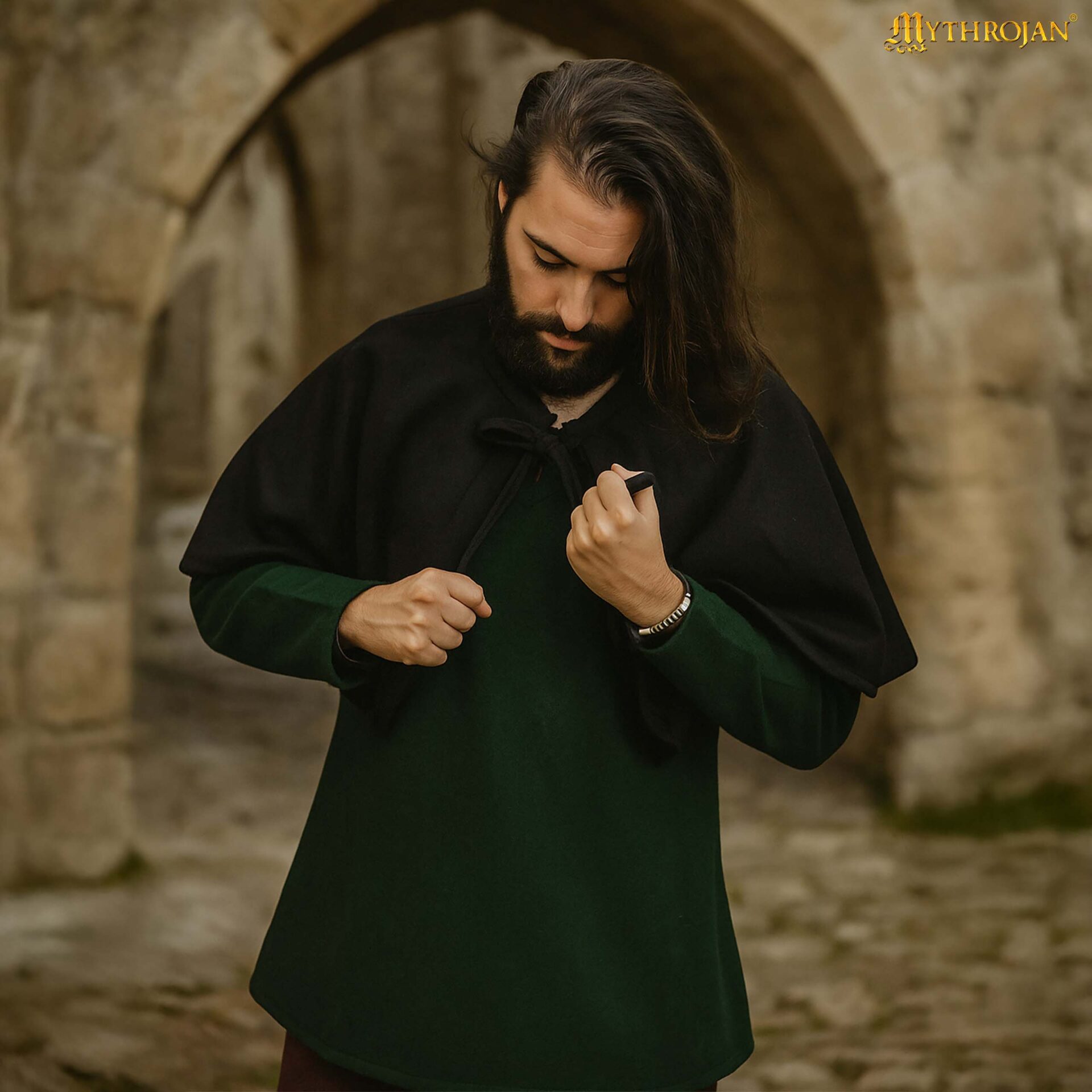14th Century Wool Capelet Medieval Style Shoulder Cloak-701738BK 6 Medieval Woolen Pelerine