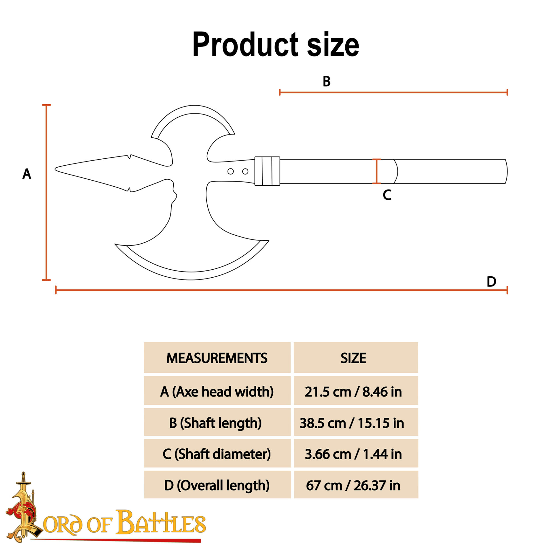 15th Century Hand-Forged Double-Headed Battle Axe with Spear Point-60689 2 medieval axe