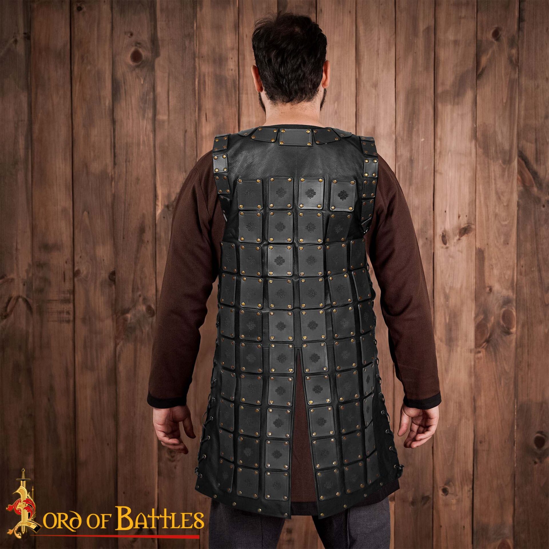 15th Century Late Medieval Leather Lamellar Armor Vest-25997BK 4 Leather Scale Armour