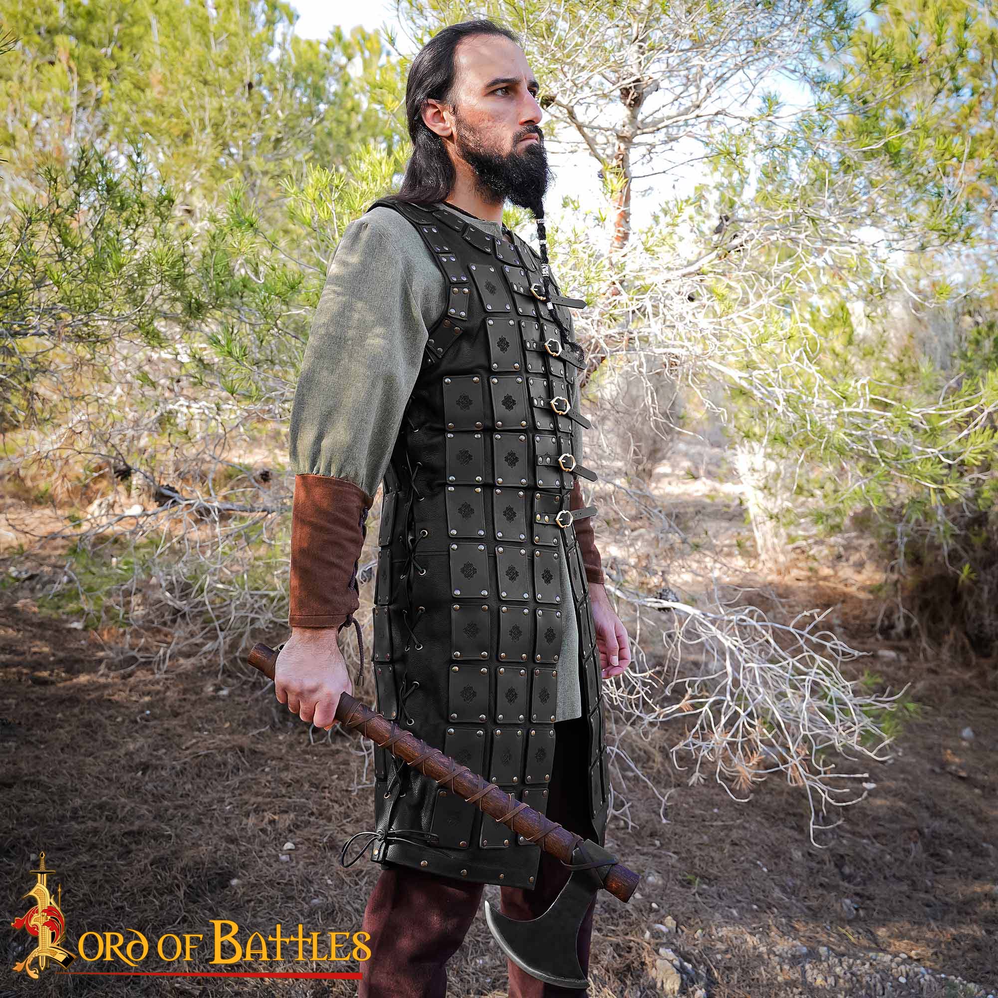 15th Century Late Medieval Leather Lamellar Armor Vest-25997BK 5 Leather Scale Armour