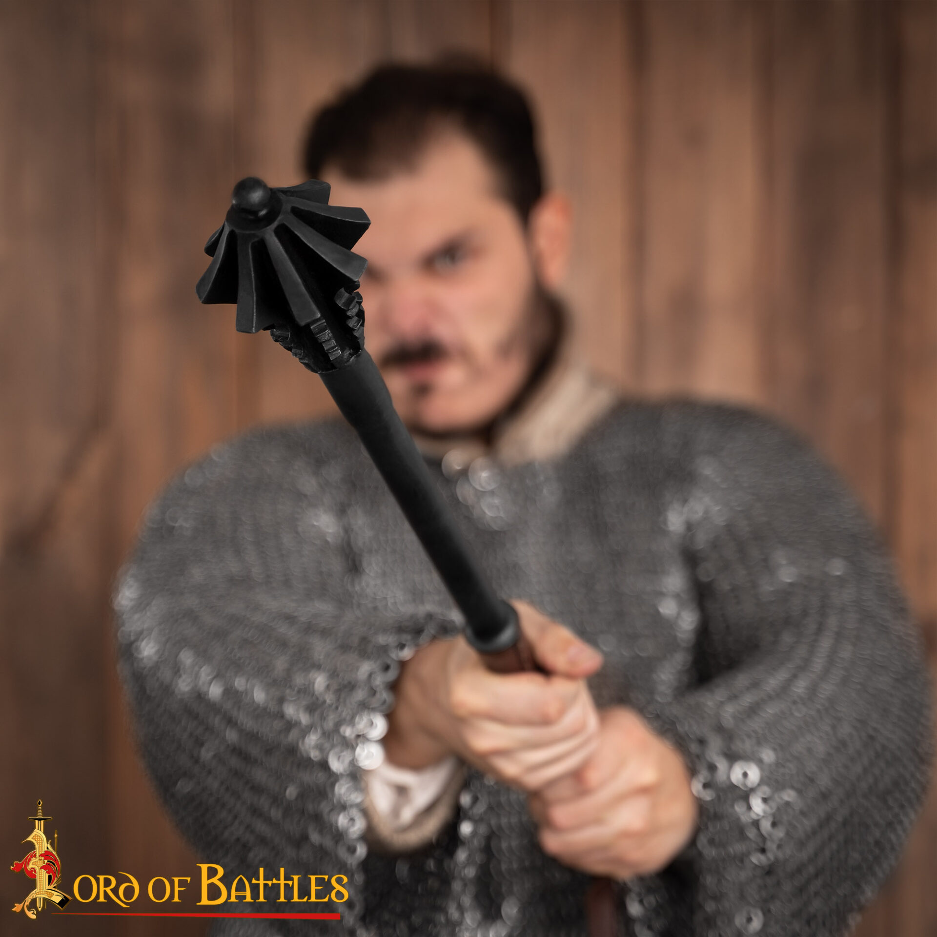 16th Century German Mace – Hand-Forged Steel with Leather Grip Mace