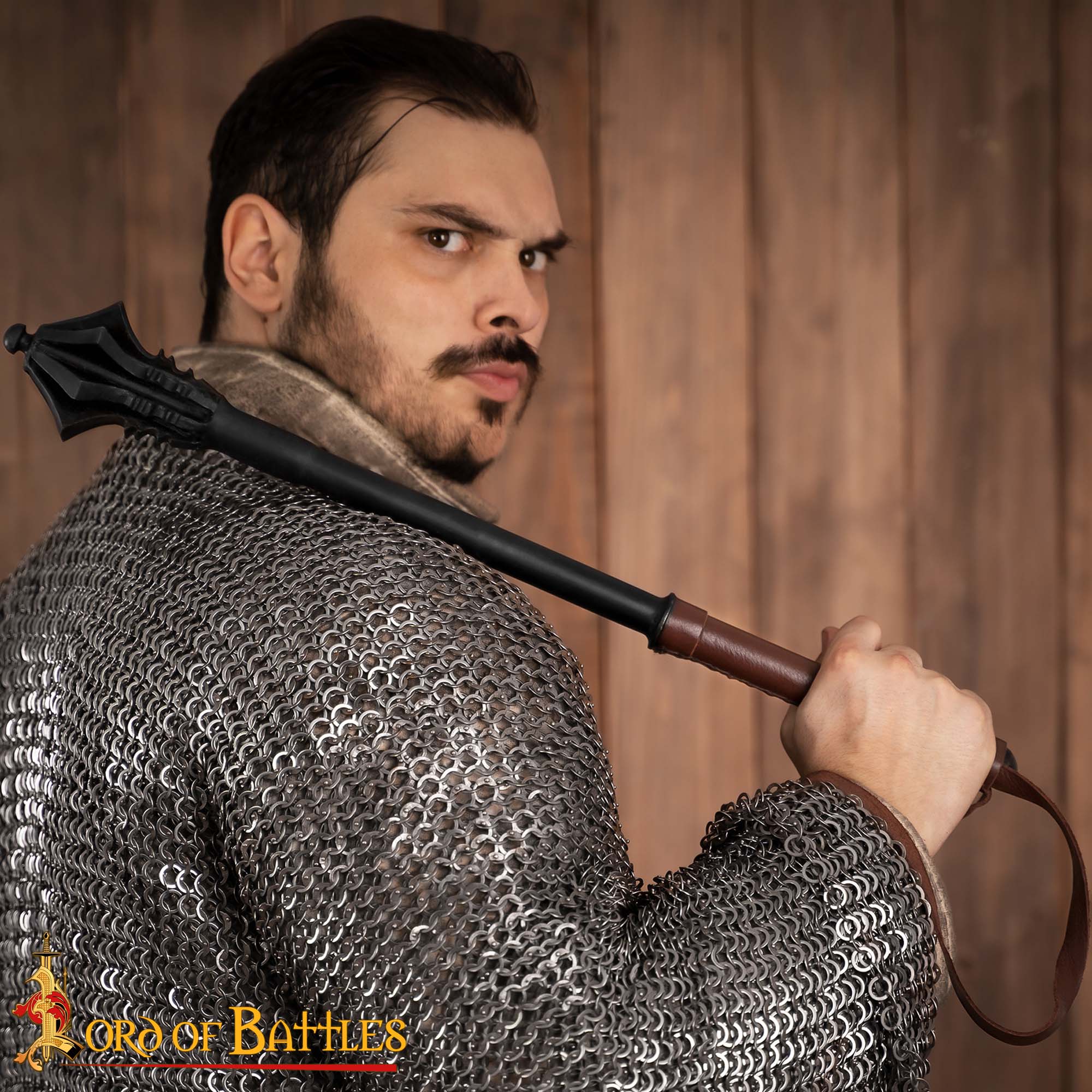 16th Century German Mace – Hand-Forged Steel with Leather Grip Mace