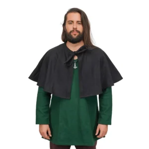 Medieval Wool Short Cape Mantle Shoulder Cloak for LARP, Theater, Stage & Renaissance Costume