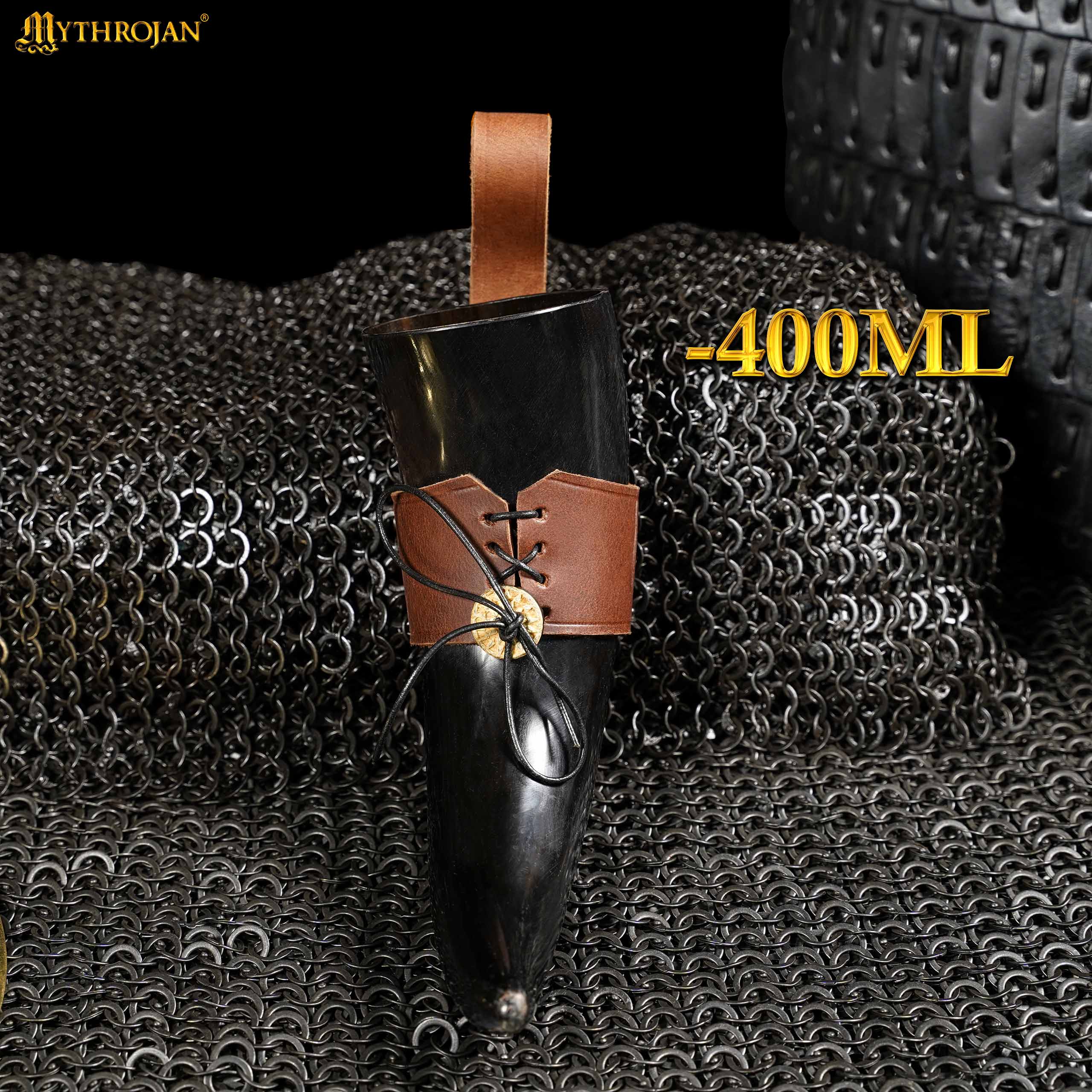 9th Century Viking Horn Drinking Horn with Leather Holder-300647 2 Viking Drinking Horn