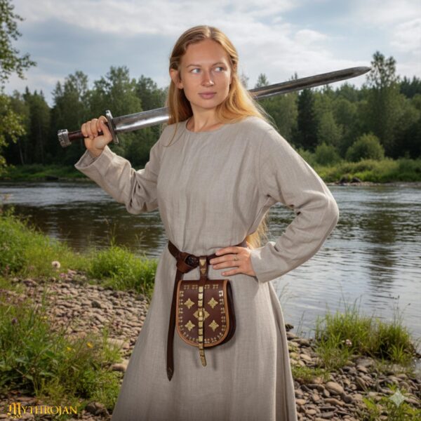 Glorious Helga Viking Dress 100% Linen Long Dress