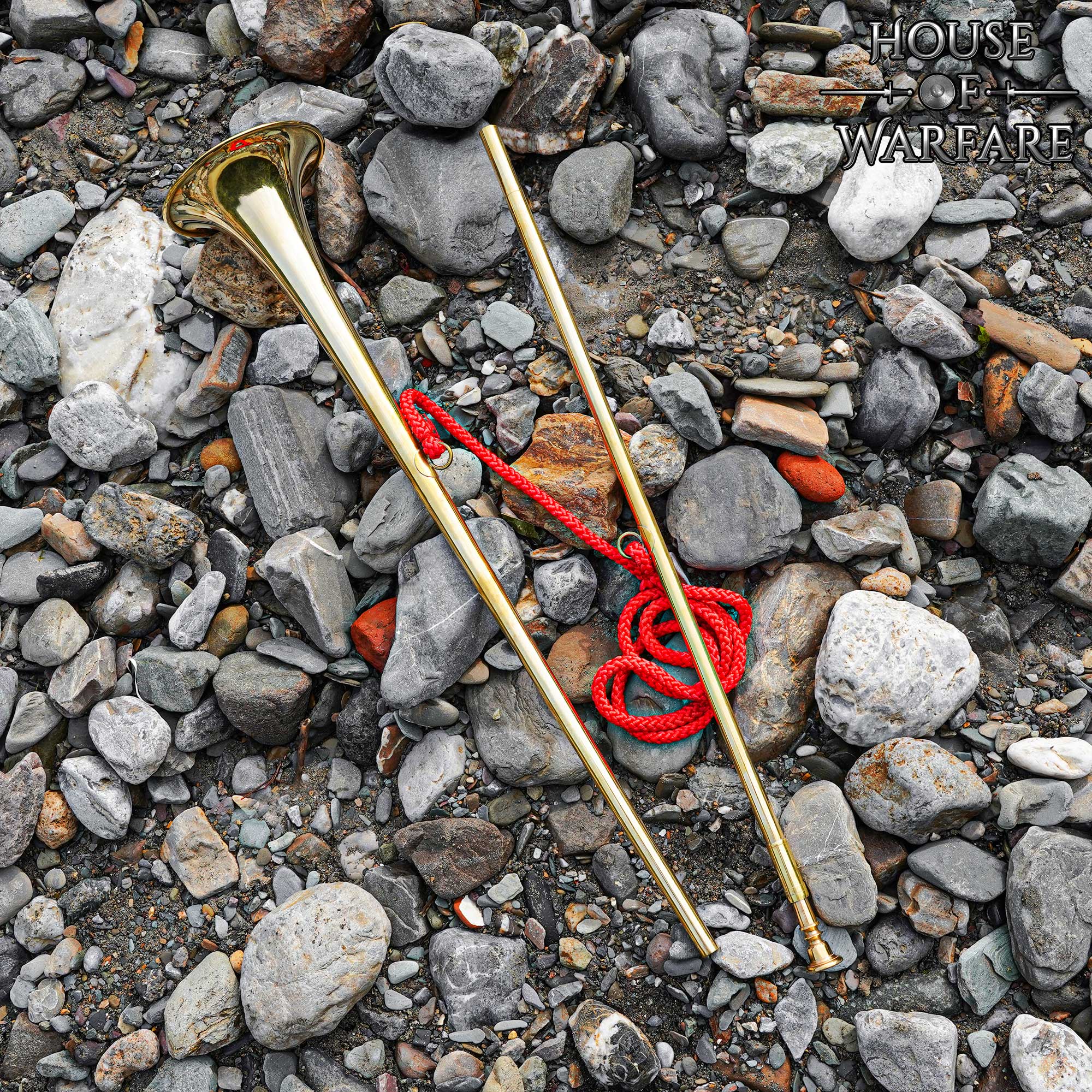 Medieval Brass Herald Trumpet – 50 Inch Polished Bugle with Red Cord Brass Trumpet