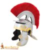 Roman Centurion Helmet with Red Transverse Crest Plume Brass Trim Steel Helmet for LARP, Costume, and Display 2214 3 Centurion Helmet