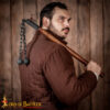14th Century Double Ball Flail – Medieval Chain Weapon with Wooden Shaft-25567 1