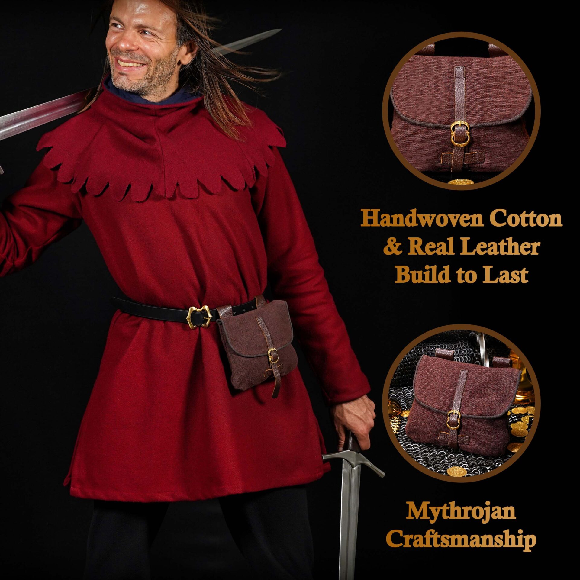 2 Medieval Jewelry Belt Pouch