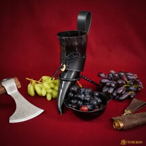 Mythrojan Hand Crafted Small Serving Horn Bowl with handle Polished Finish