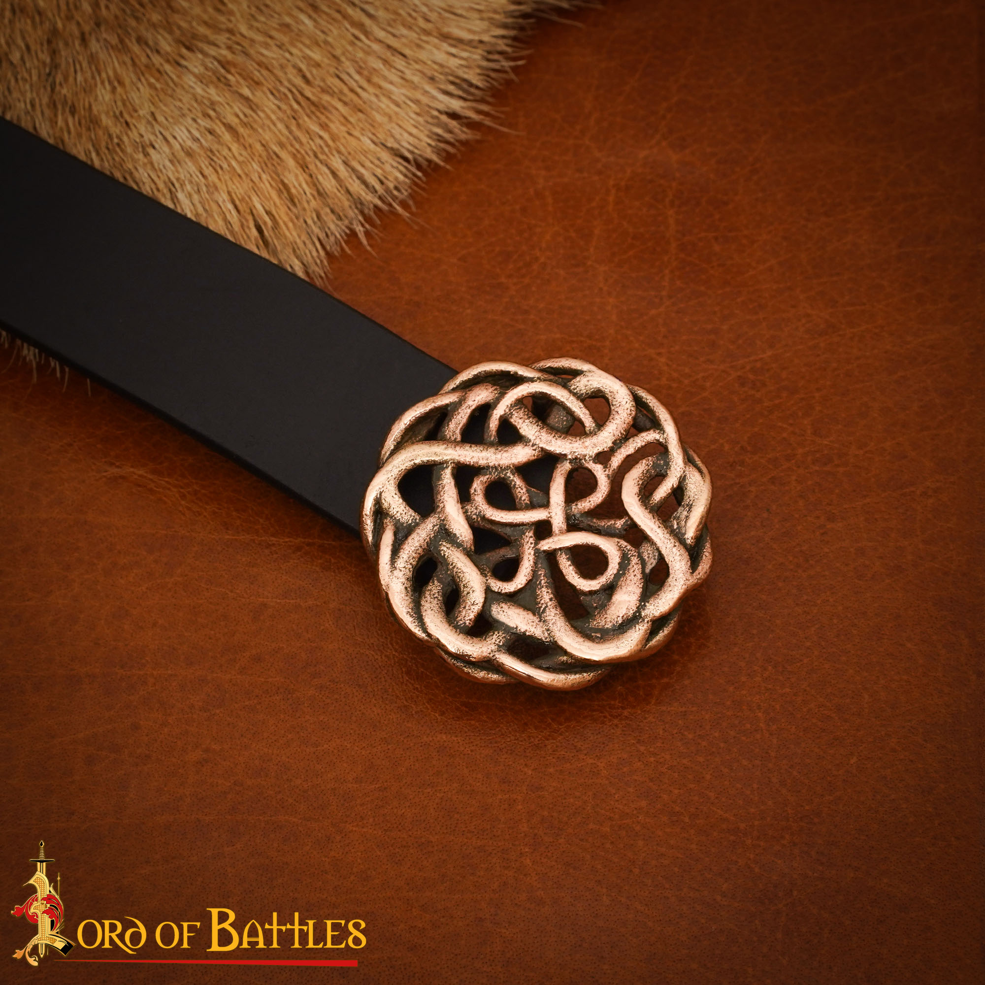 9th Century Antique Bronze Celtic Knotwork Belt Buckle – Early Medieval Design-26452BZAT 5 Solid Bronze Buckle