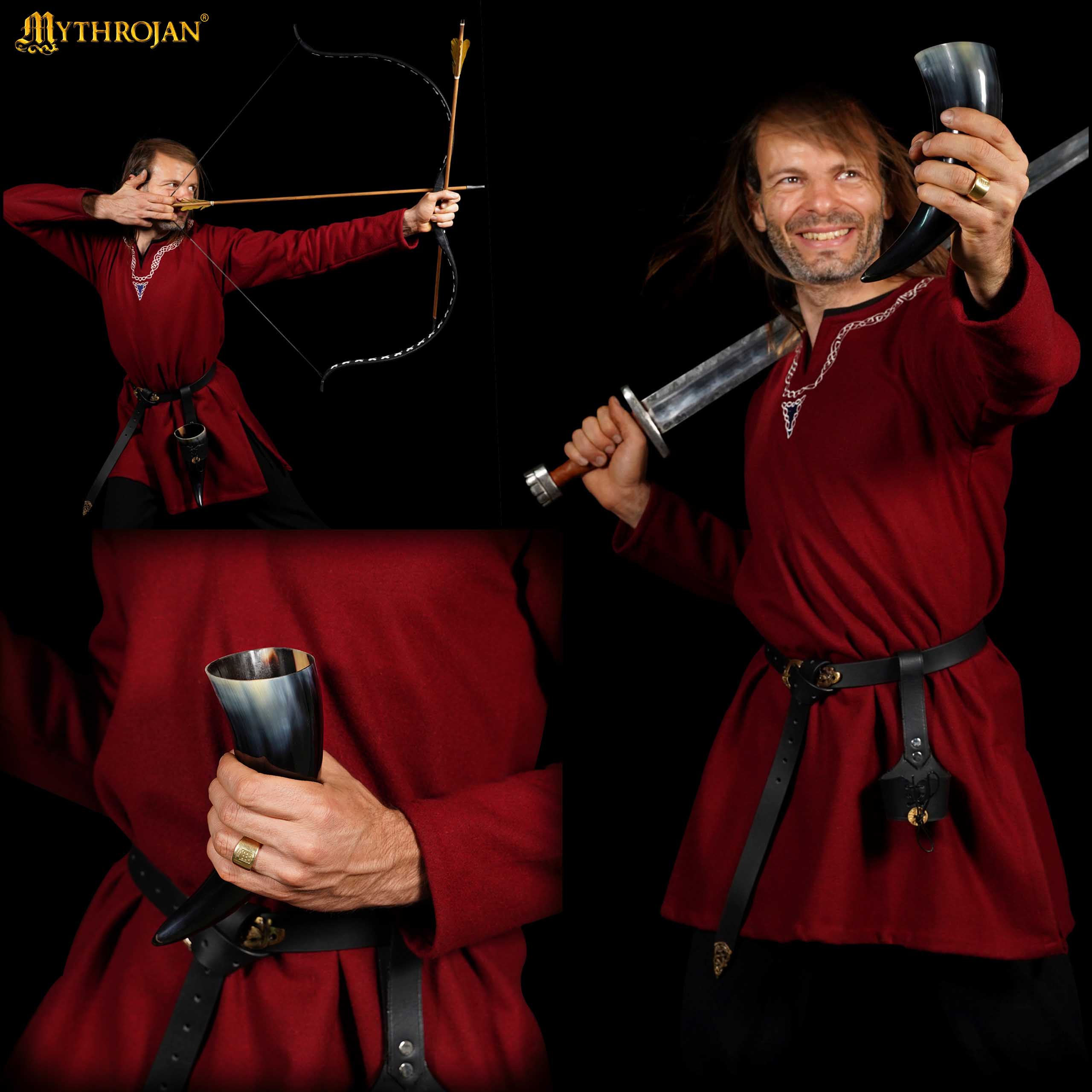 9th Century Viking Horn Drinking Horn with Leather Holder 1 Viking Drinking Horn