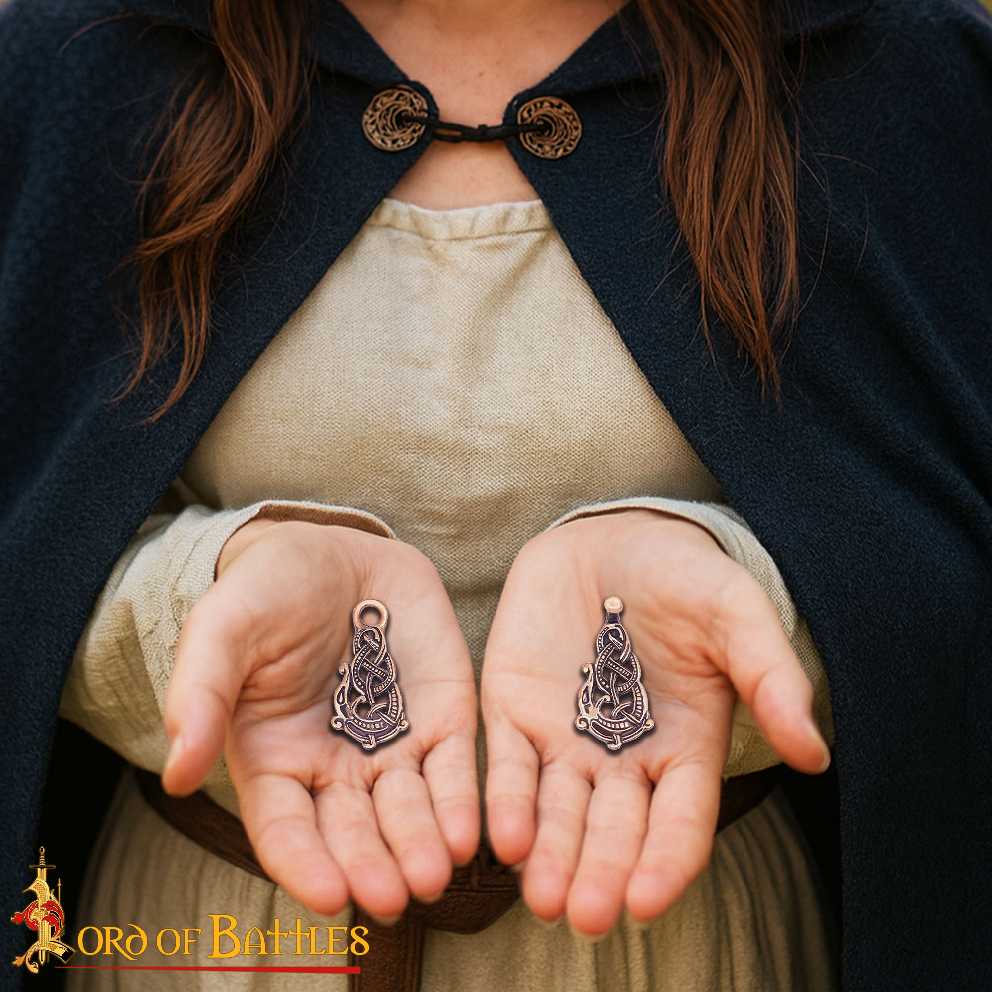 9th–10th Century Viking Antique Bronze Hook and Eye Cloak Clasp – Norse Knotwork Fastener for Historical Reenactment Garments-26424BZAT 7 Viking Bronze Clasp