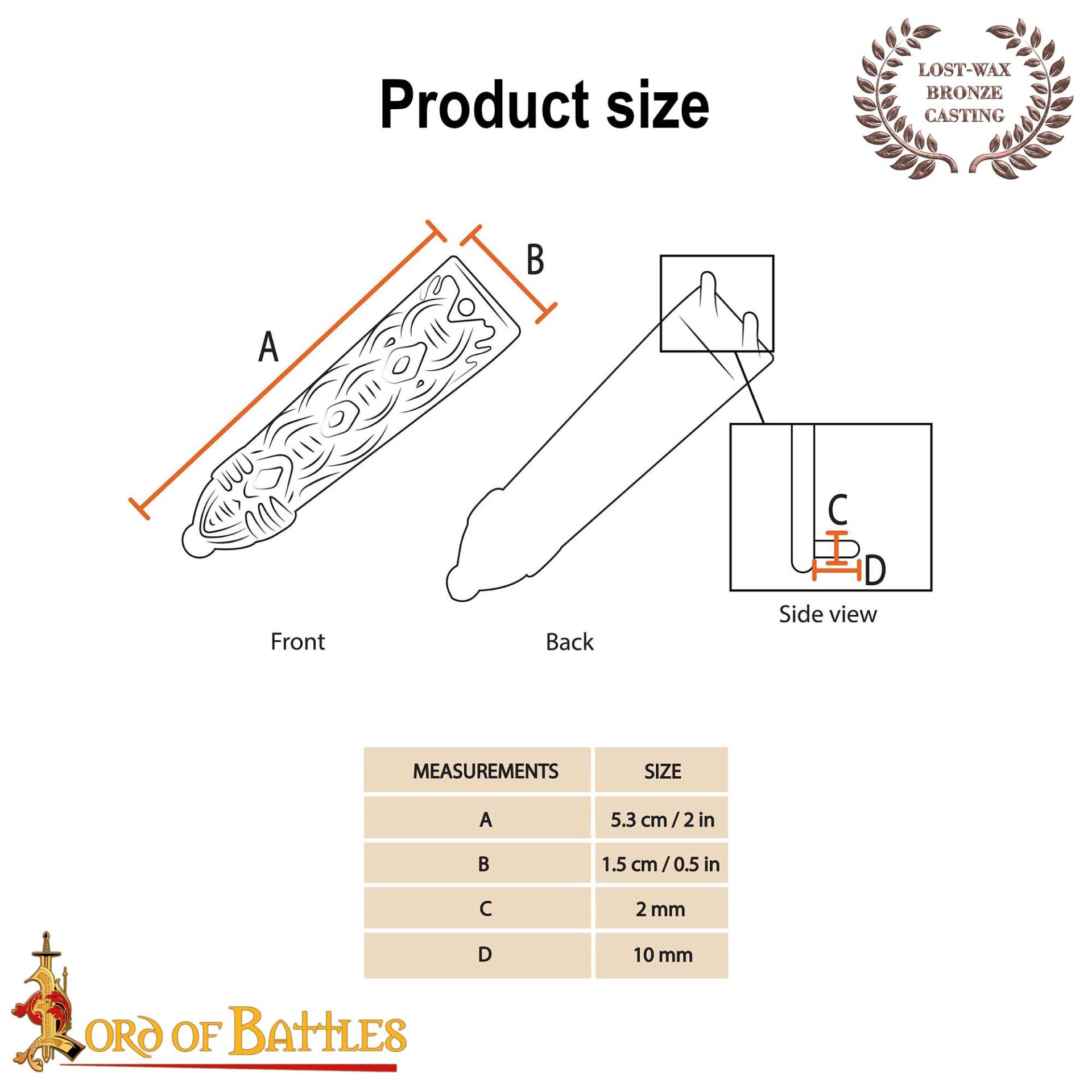 9th–10th Century Viking Bronze Belt End – Norse Strap Tip for Historical Reenactment-26450BZ 2 Solid Bronze Viking Belt End