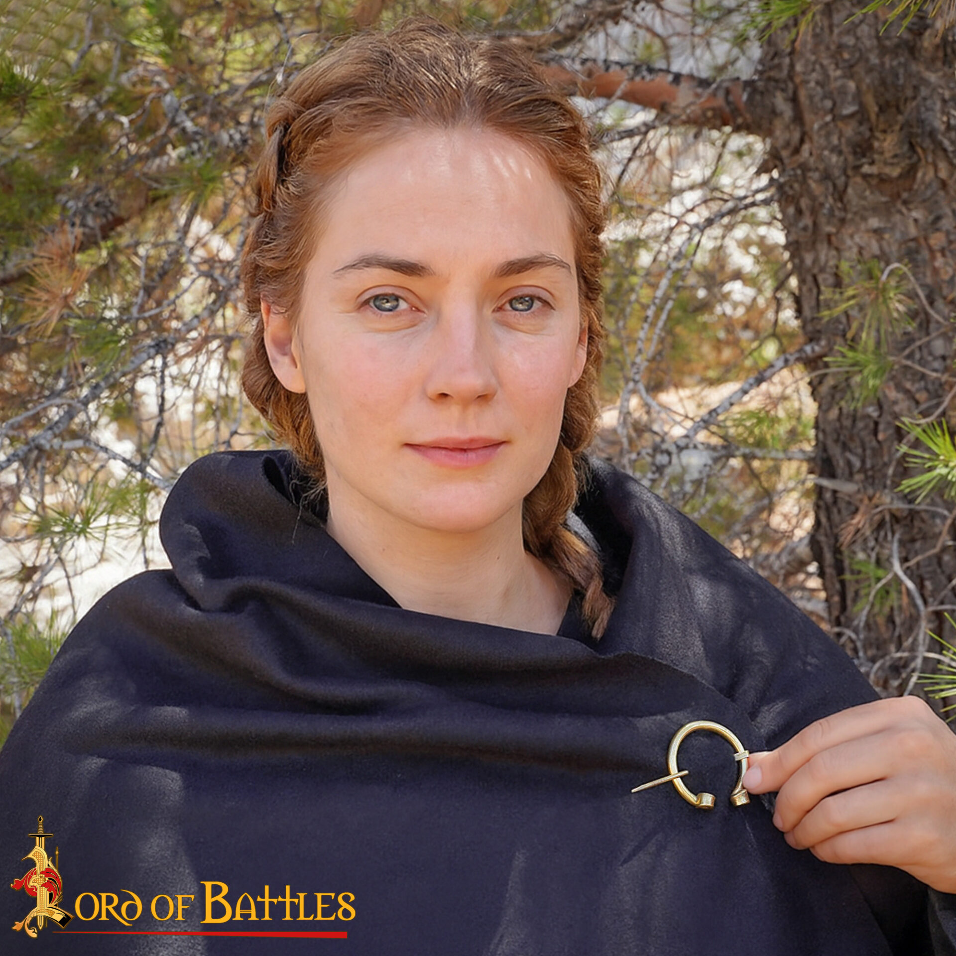 Brass Fibula with Rolled End-8805 1 Cloak Brooch