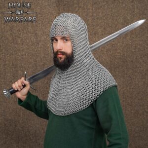 Medieval Chainmail Coif 14 Gauge 10 mm Butted Aluminium with Rubber Rings-701336