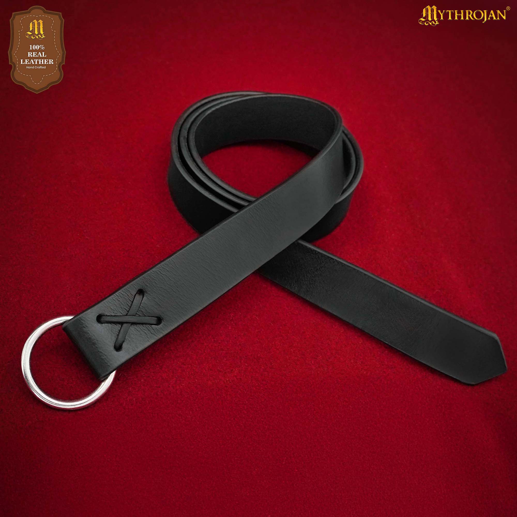 Medieval O-Ring Leather Belt-300904BK (1) O-Ring Leather Belt