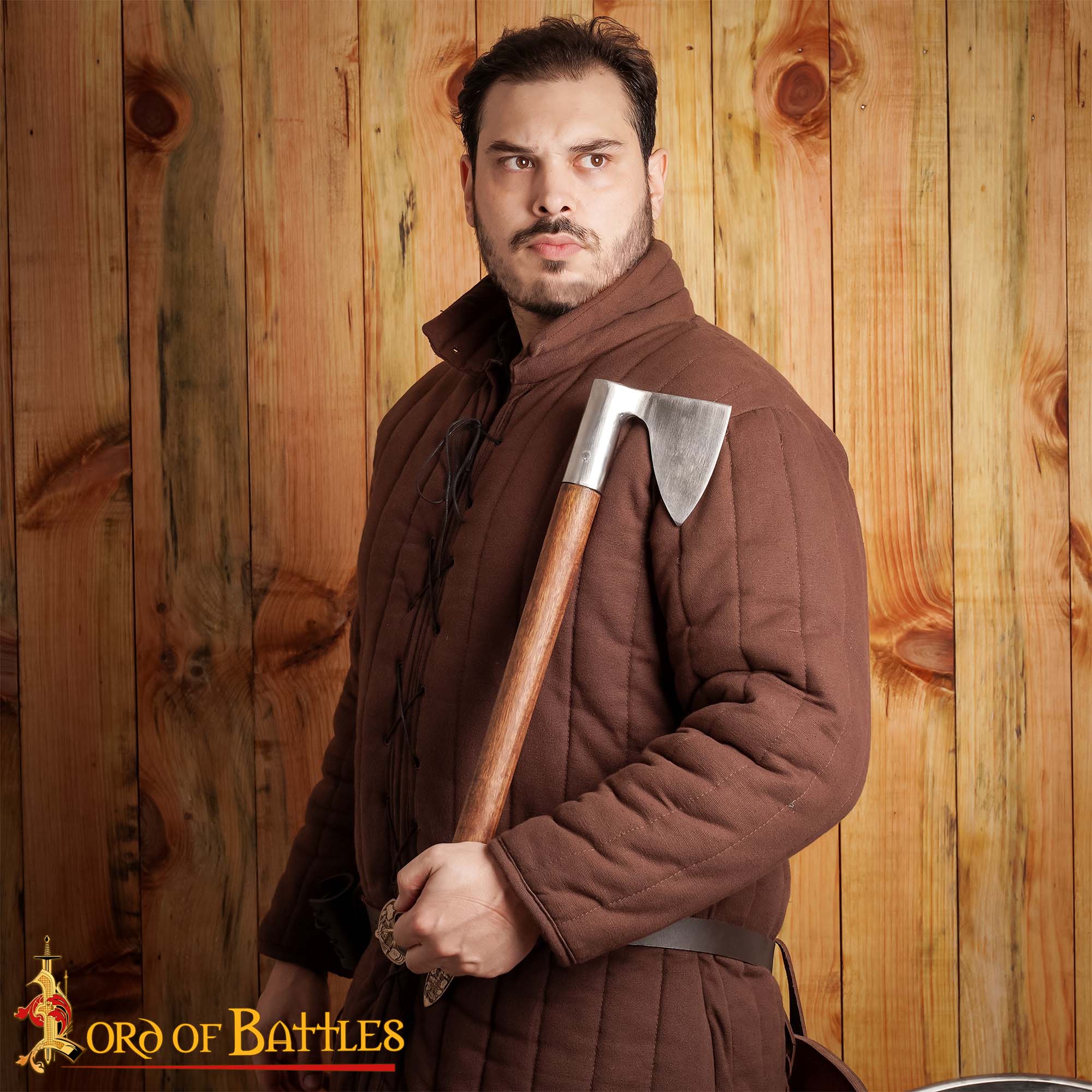 Medieval Steel Bearded Axe with Hammer Poll-25564 1 14th Century War Axe