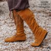 Medieval Suede Leather Long Boots-701567BR 4 Genuine Suede Leather Long Medieval Boots