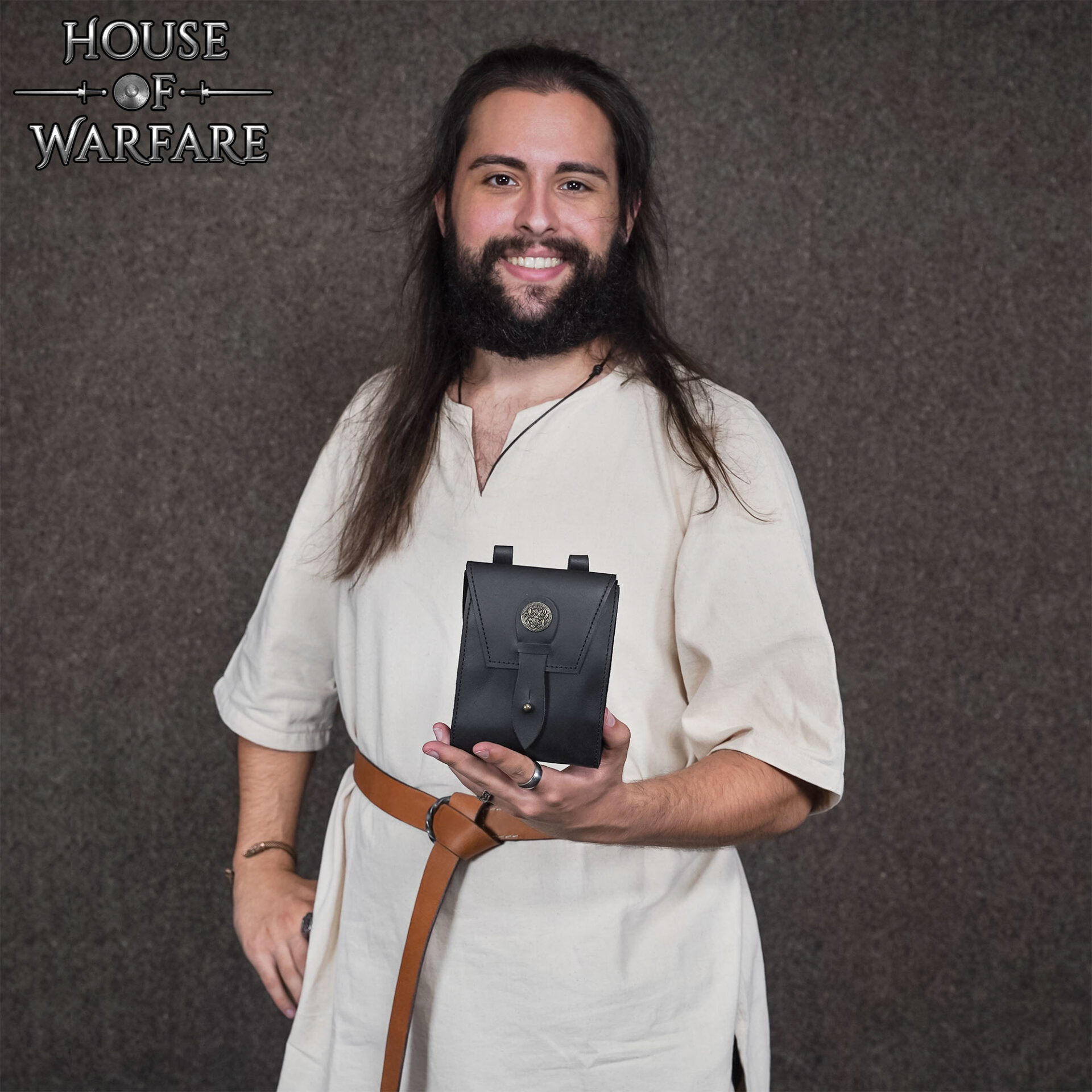 Medieval handcrafted leather bag-701778BK 4 Medieval Leather Belt Pouch