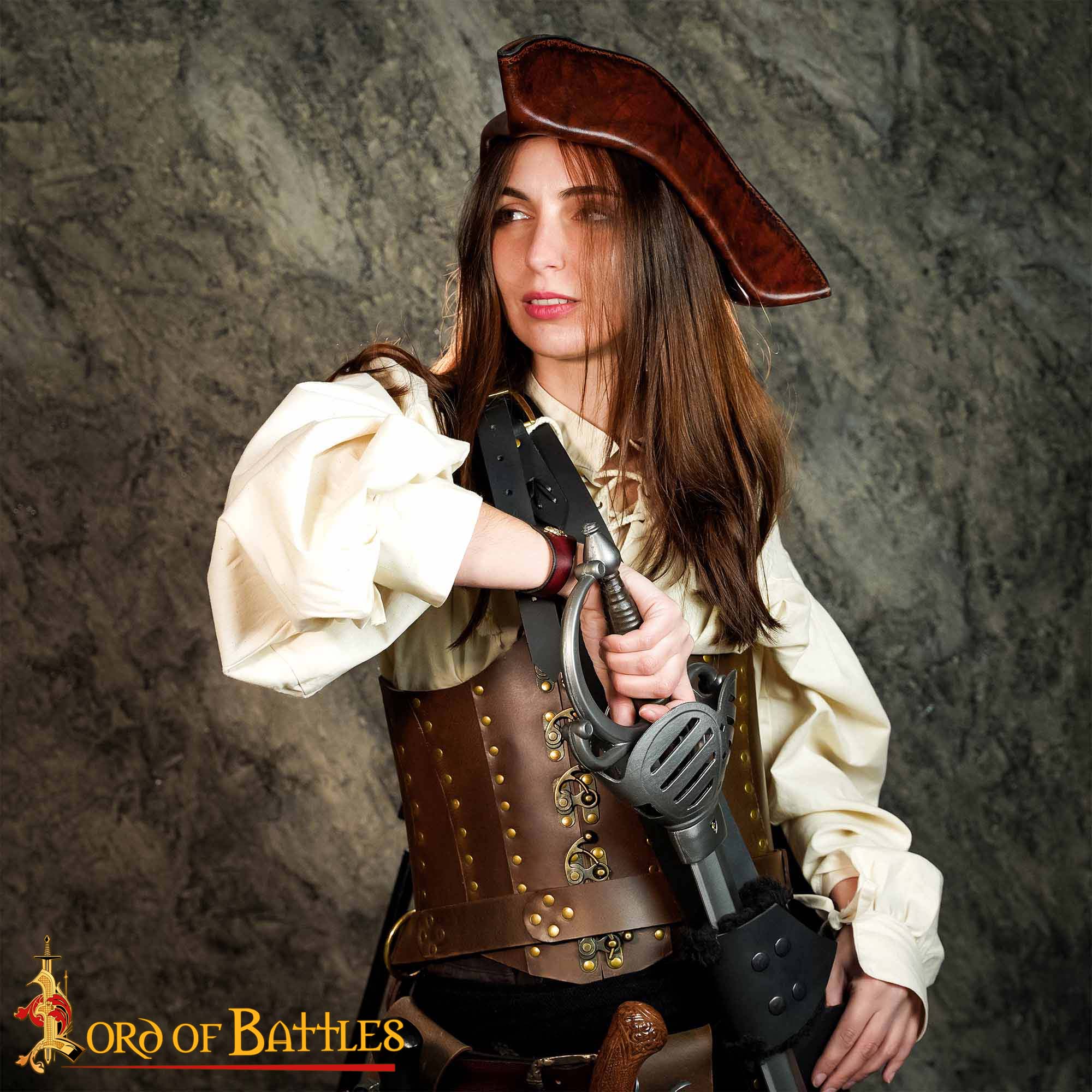 14th Century Leather Baldric with Brass Buckle-6401BK 1 Baldric Baldric