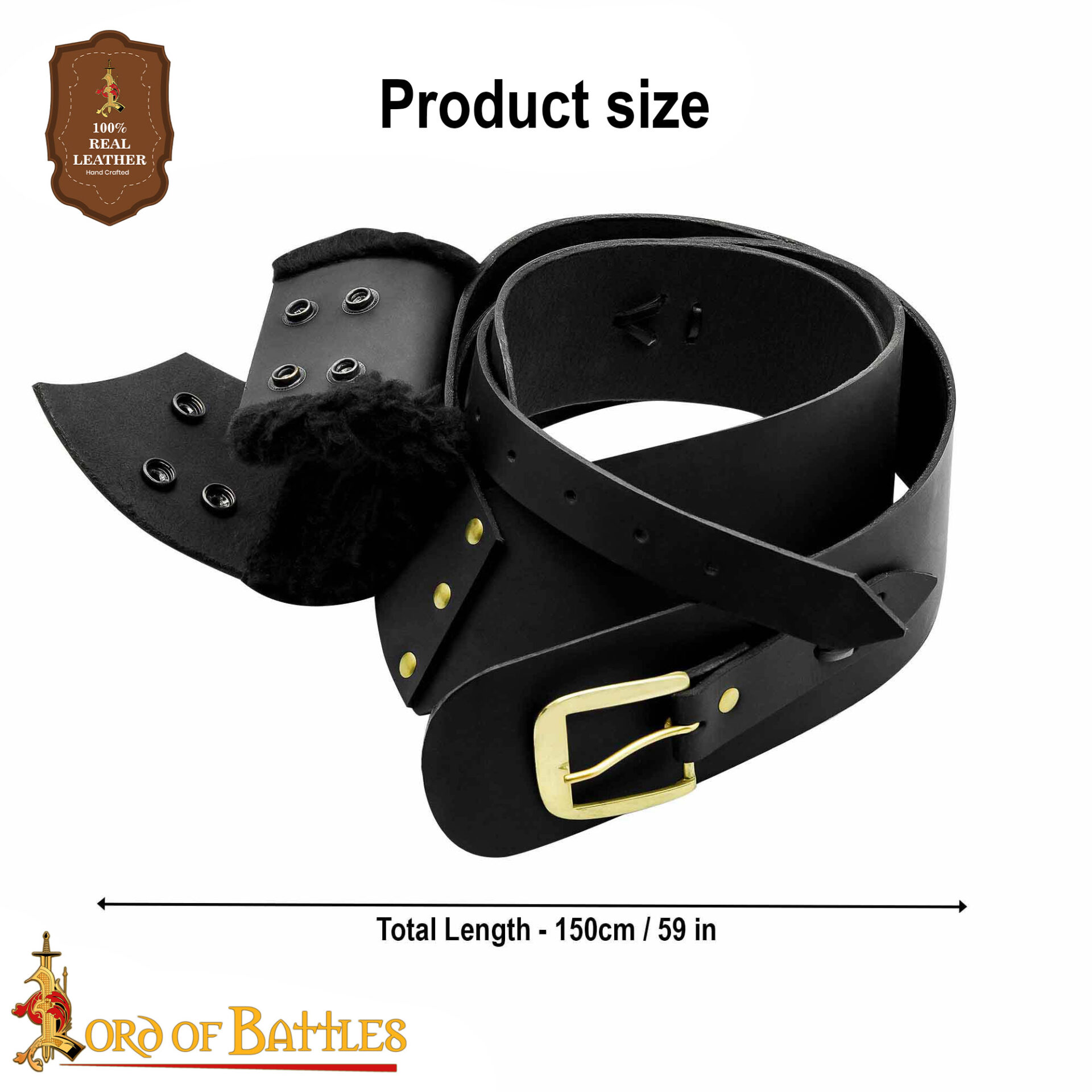 14th Century Leather Baldric with Brass Buckle-6401BK 2 Baldric Baldric