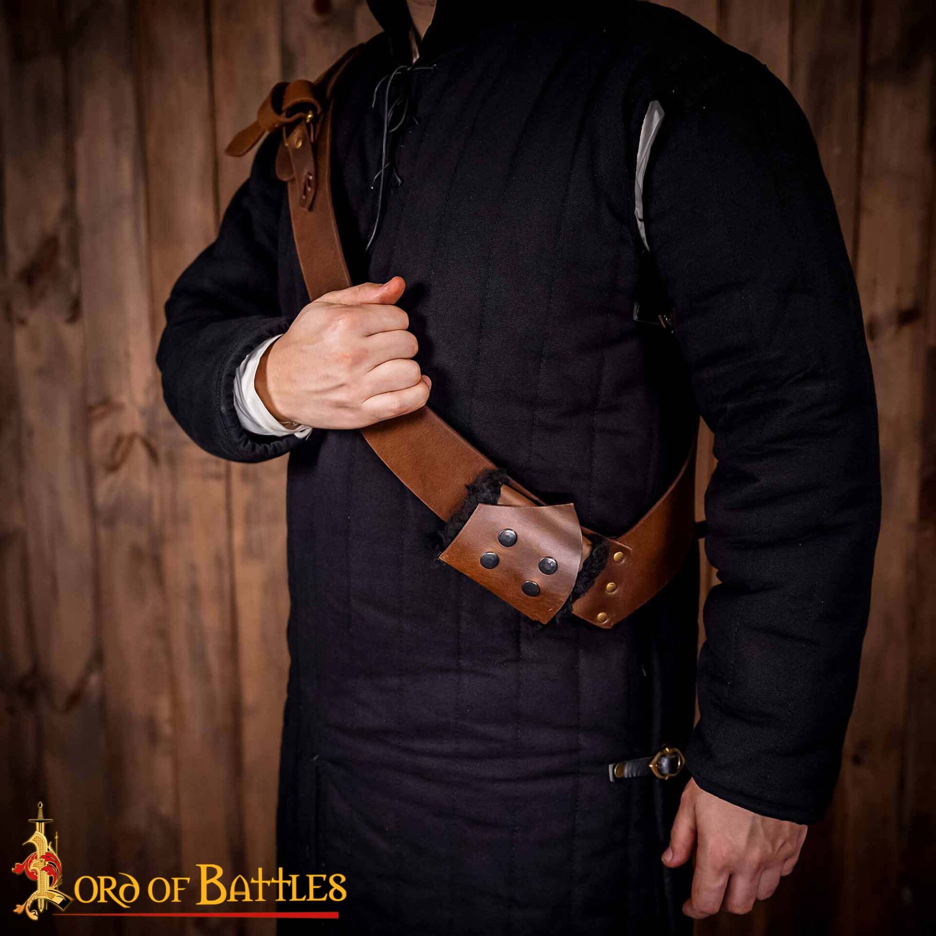 14th Century Leather Baldric with Brass Buckle-6401CBR 4 Baldric Baldric