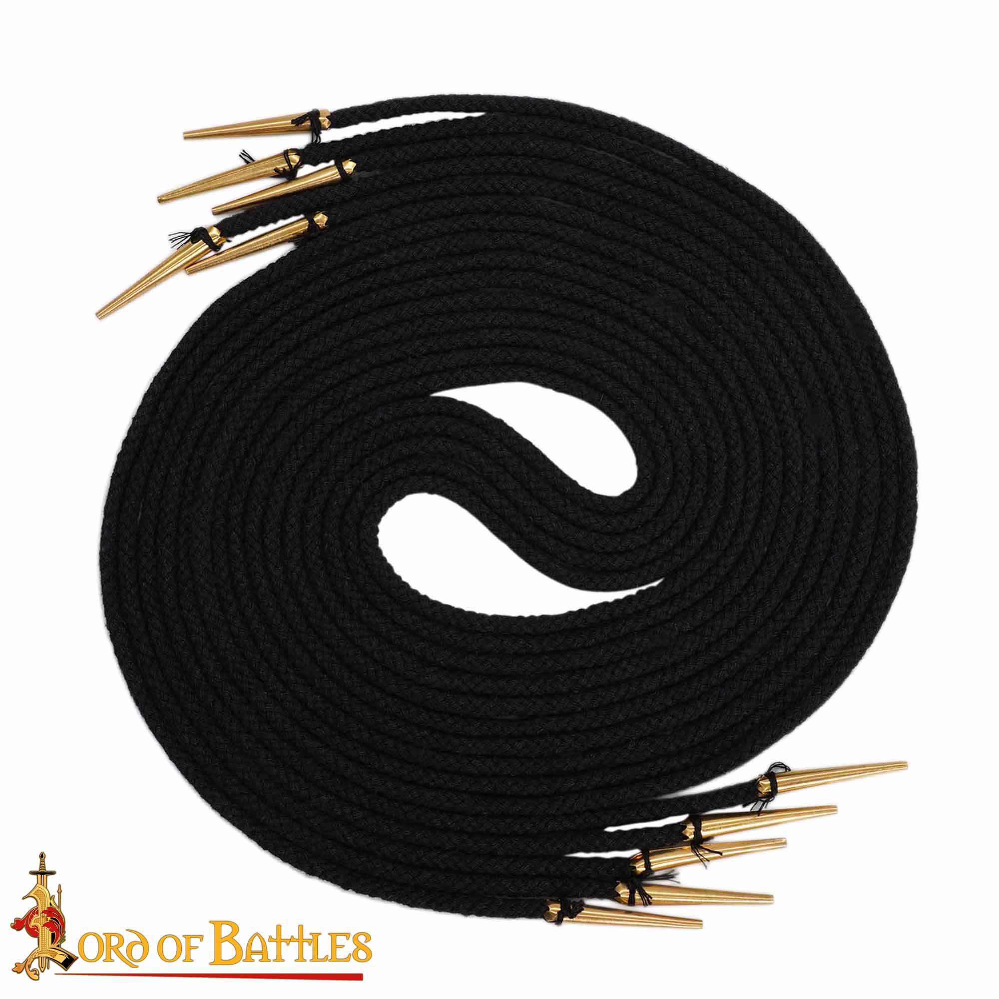 15th Century Medieval Arming Points Set Cotton Laces with Brass Tipped Aiglets-7451BK-5Pcs 3 Brass Aiglet String