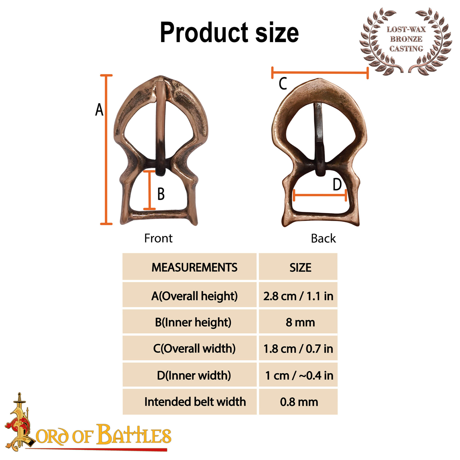 15th Century Solid Antique Bronze Buckle 26465BZAT 2 Small Bronze Belt Buckle