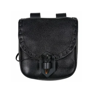 Handcrafted Medieval Leather Belt Bag with Horn Toggle Closure