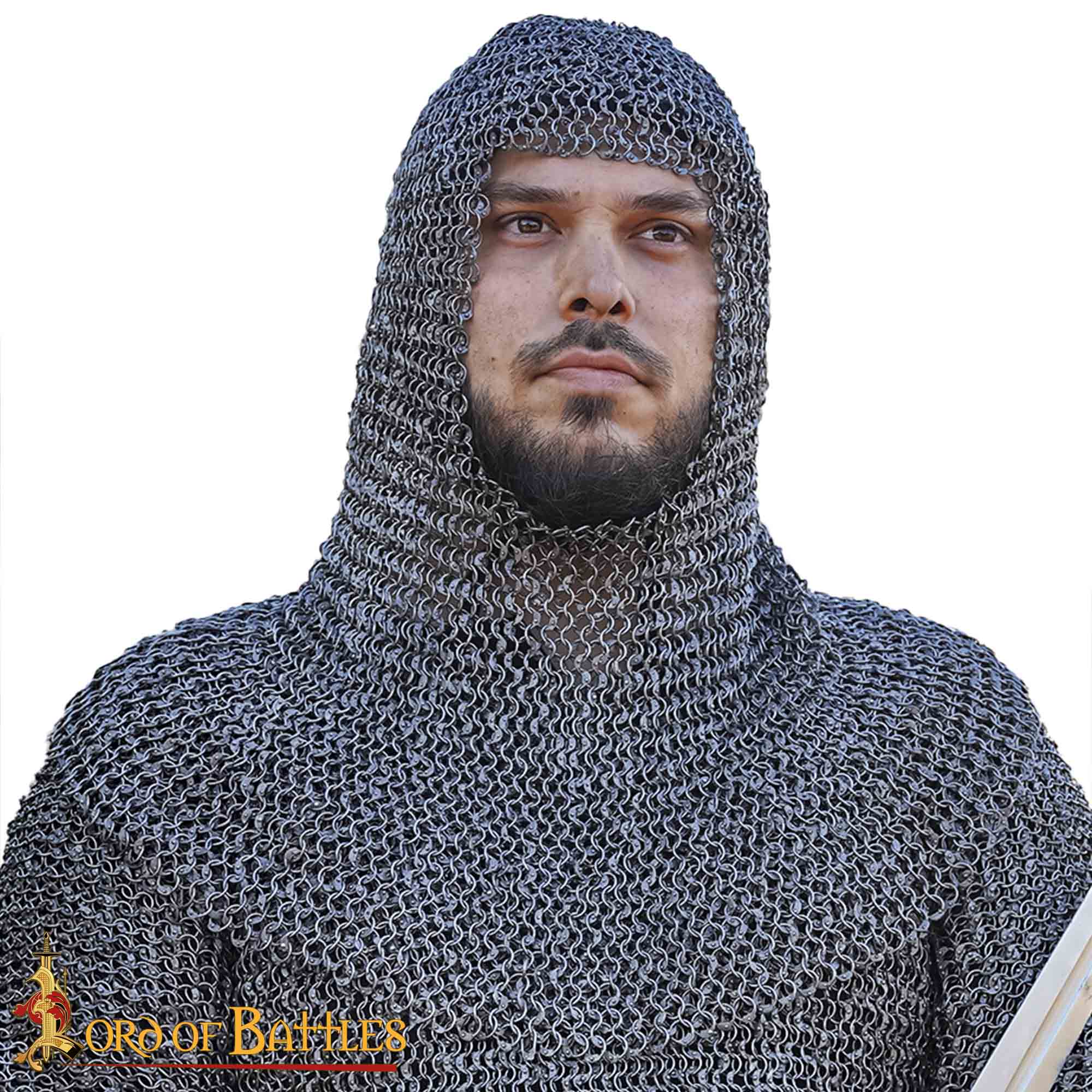 Coif Round Ring Round Riveted 8mm18g-355N 3 Chain Mail Coif