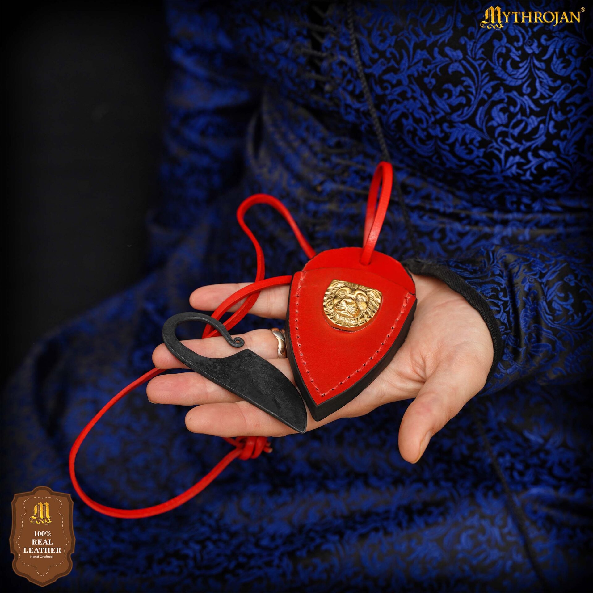 Hand Forged Necklace Knife WIth Leather Sheath-300599 Celtic Ring Knife