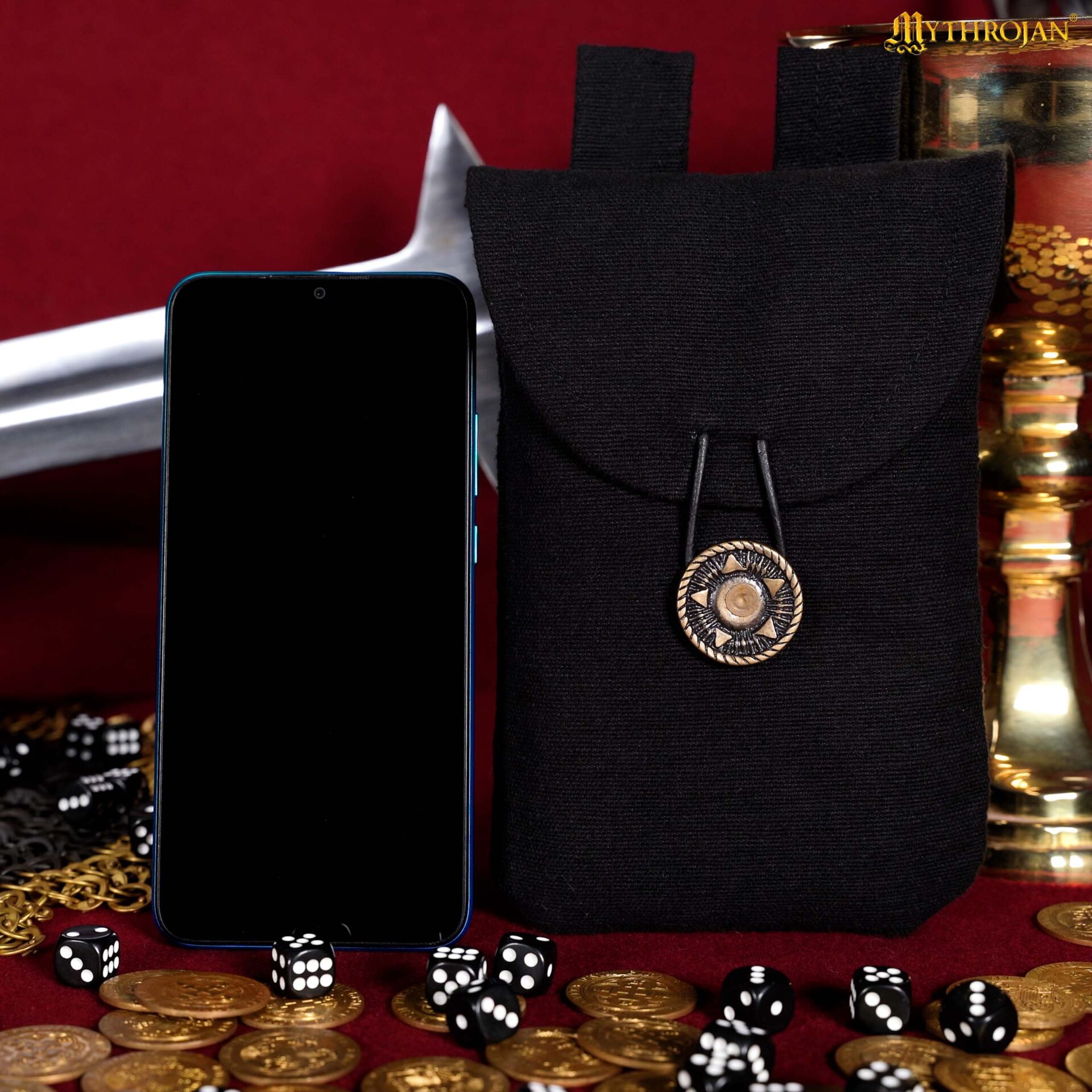 Medieval Canvas Belt Pouch Authentic Handcrafted Coin & Utility Purse-300780BK Pouch