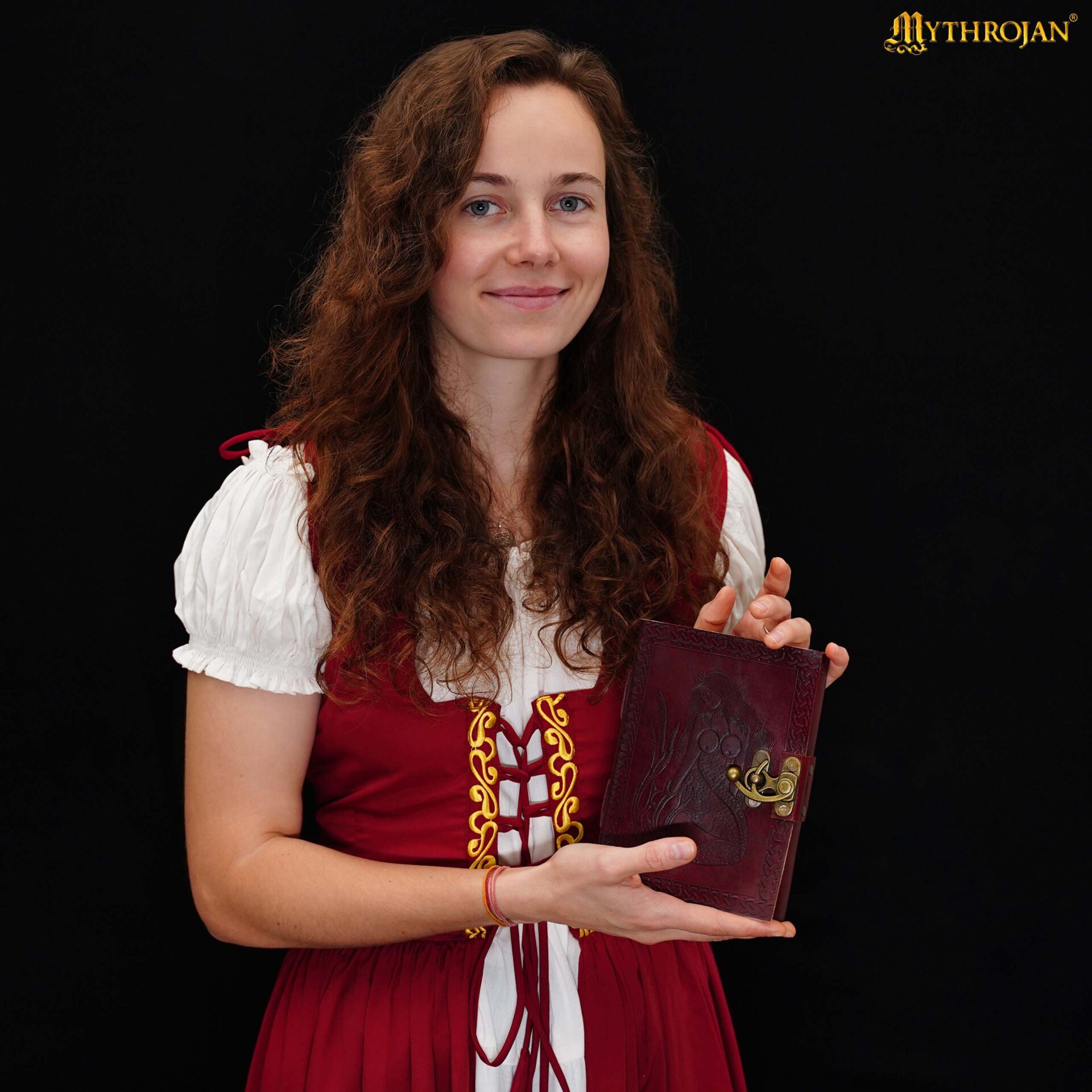 Medieval Leather Journal with lock and mermaid design