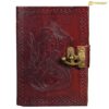 Medieval Leather Journal with lock and mermaid design