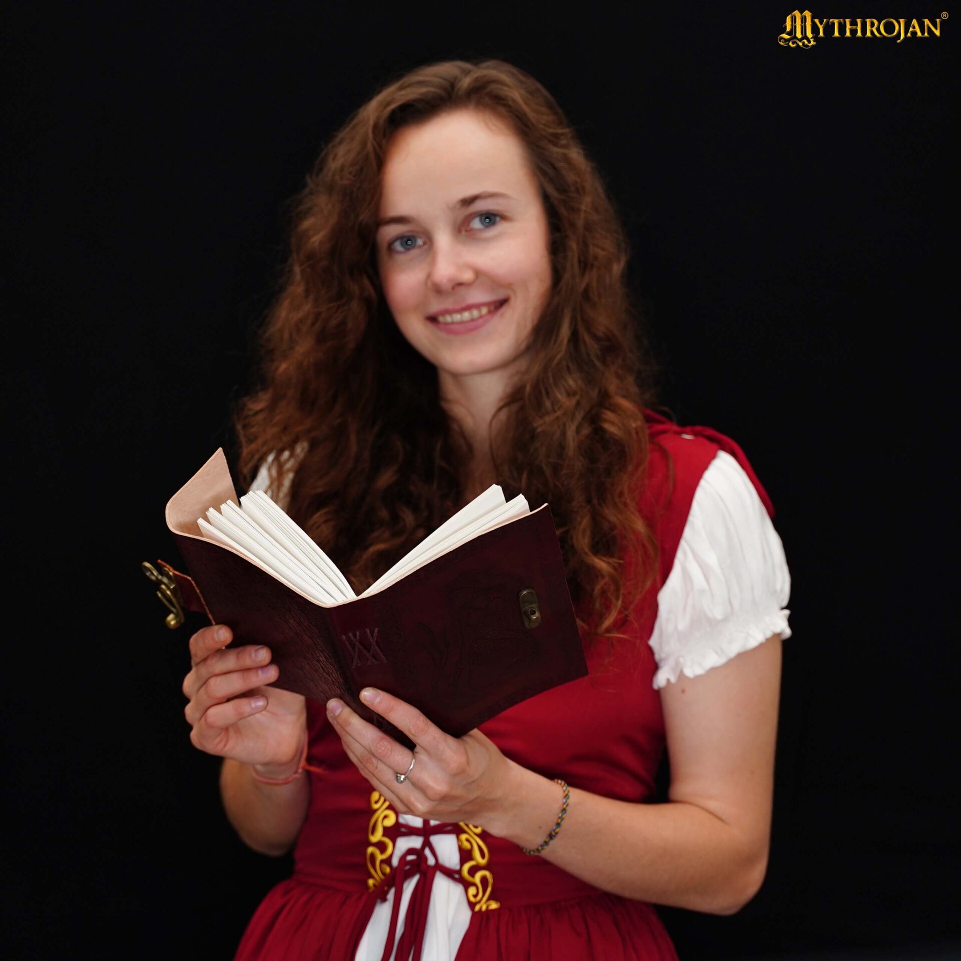 Medieval Leather Journal with lock and mermaid design