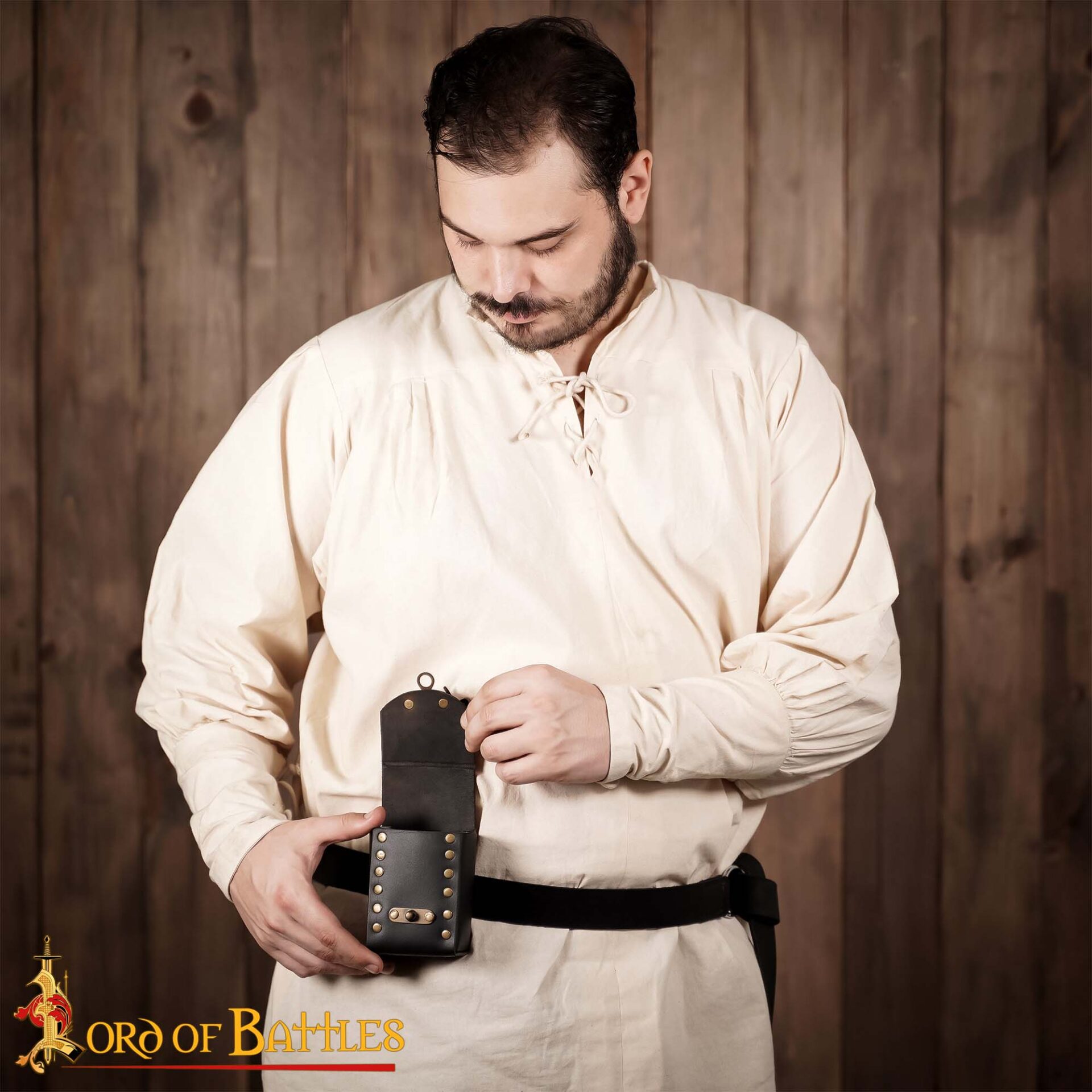 Medieval leather pouch-25864BK 1 Leather Belt Pouch