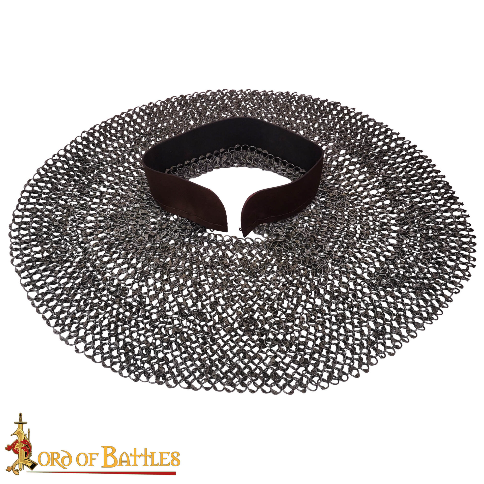 Riveted Chainmail Aventail with Leather Band 10mm Round Rings 16 G-401N 2 Chainmail Aventail