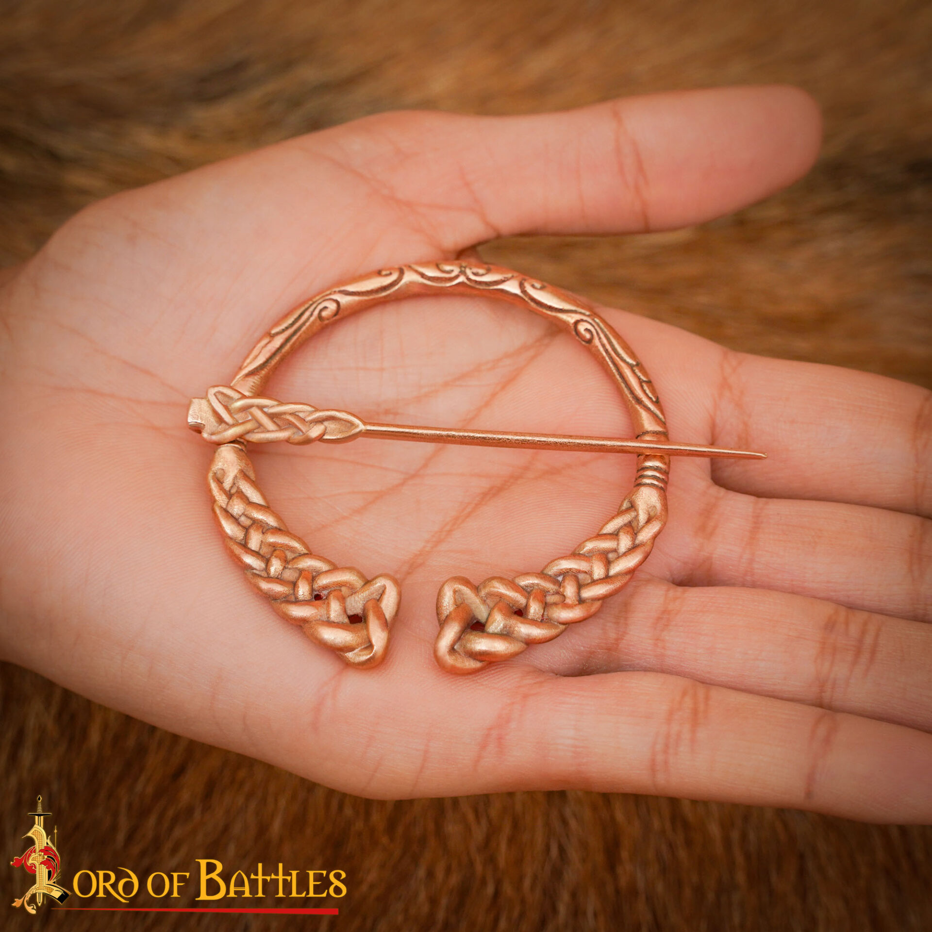 Viking Age 10th Century Solid Bronze Penannular Brooch Norse Knotwork Design-26491BZ Penannular Brooch