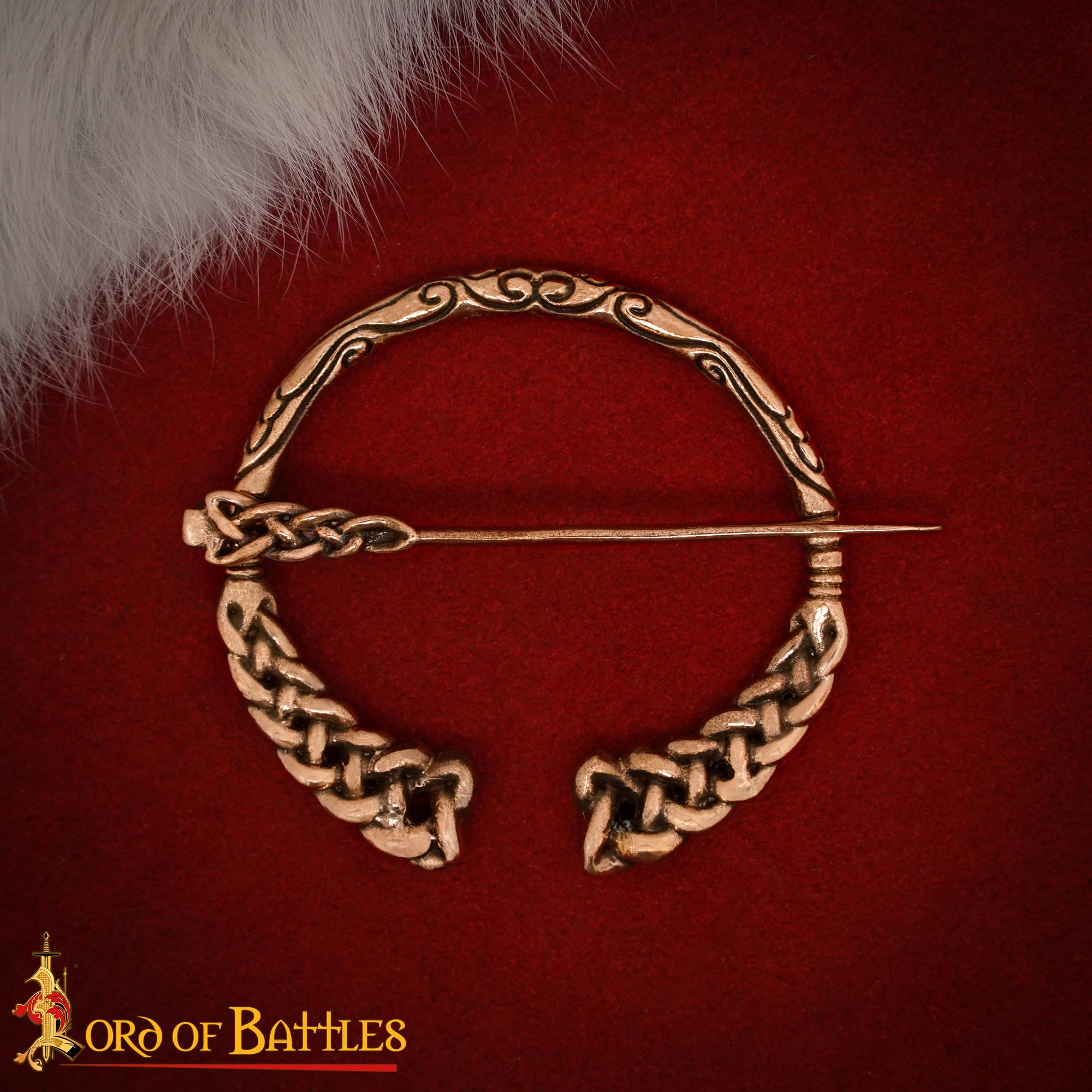 Viking Age 10th Century Solid Bronze Penannular Brooch Norse Knotwork Design-26491BZAT Penannular Brooch