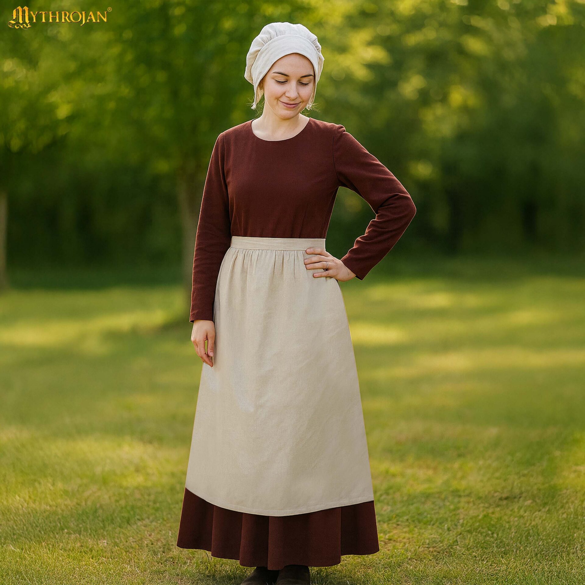 medieval-cotton-apron-ecru-historical-kitchen-wear-300987E Medieval Apron