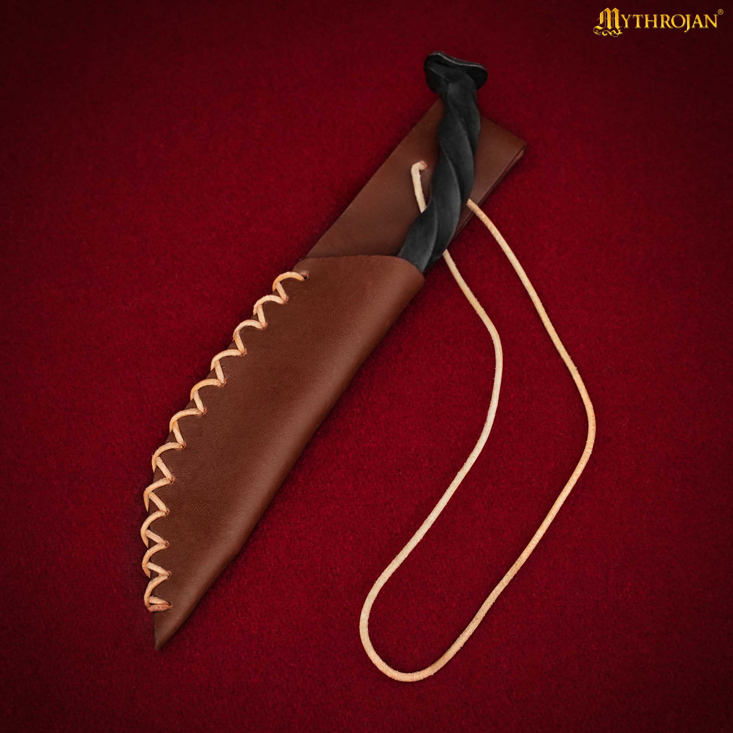 twisted Spike Knife with Sheath-300601 5 twisted railroad spike knife